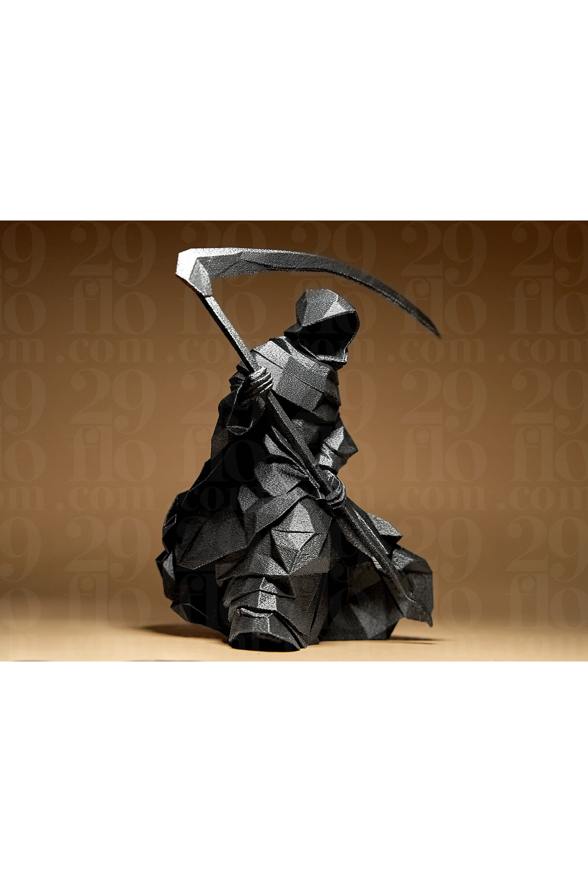 Figure géométrique de la Faucheuse – Figurine de collection et décorative imprimée en 3D (17 cm)
