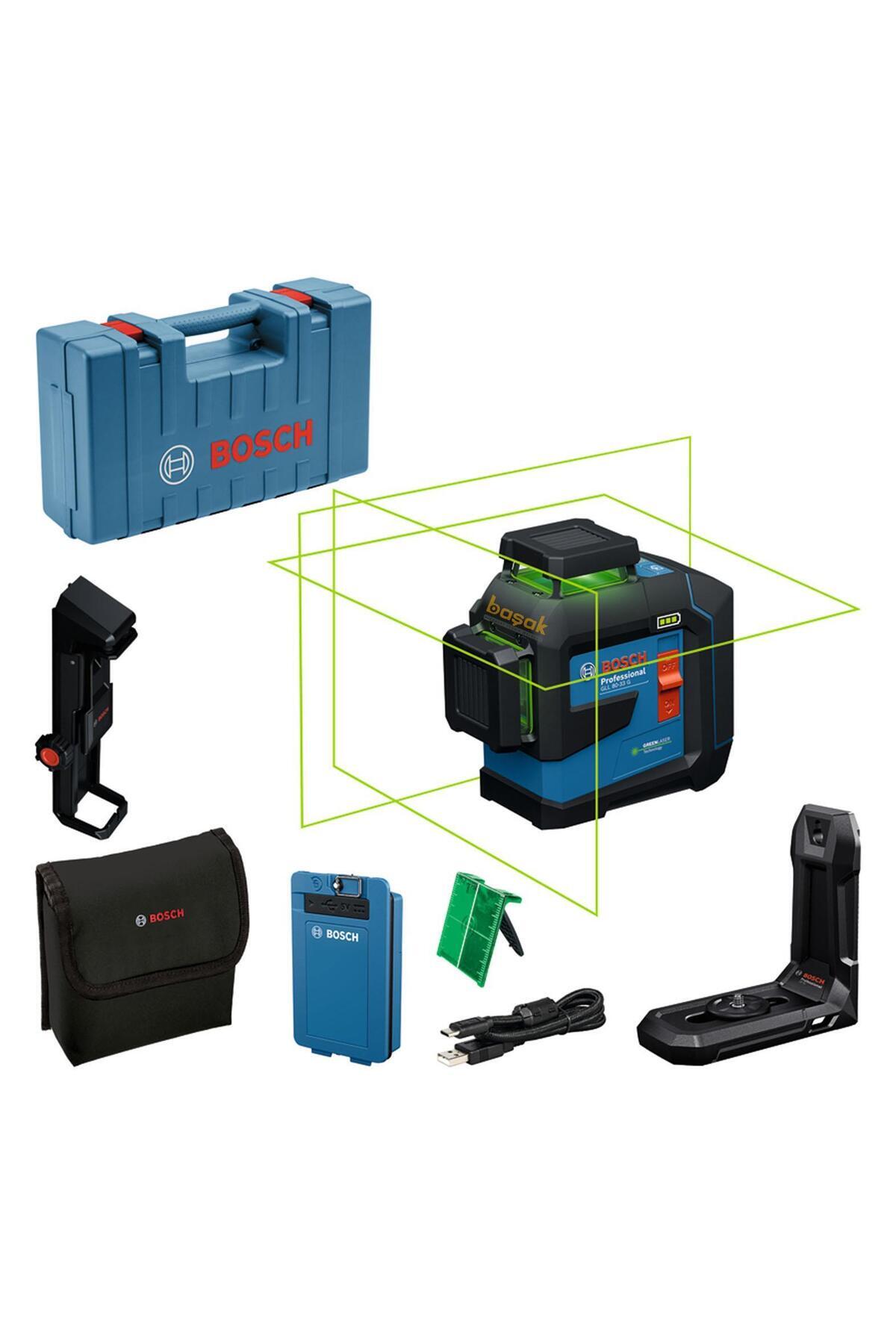 Bosch GLL 80-33 G Akülü 3 x 360° Yeşil Çizgi Lazeri 0601065501