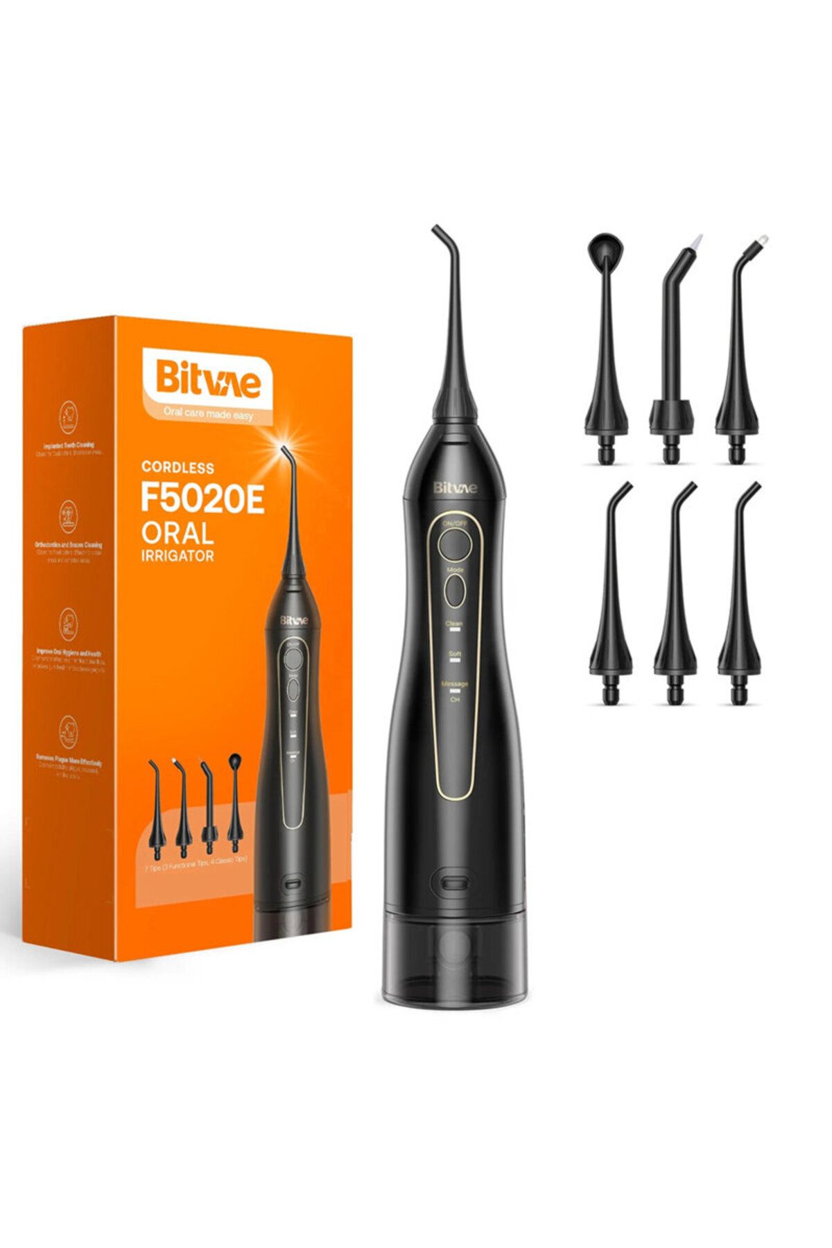 Bitvae-Oral Irrigator with 7 Heads, 3 Modes Bitvae, Black, BV5020E 1