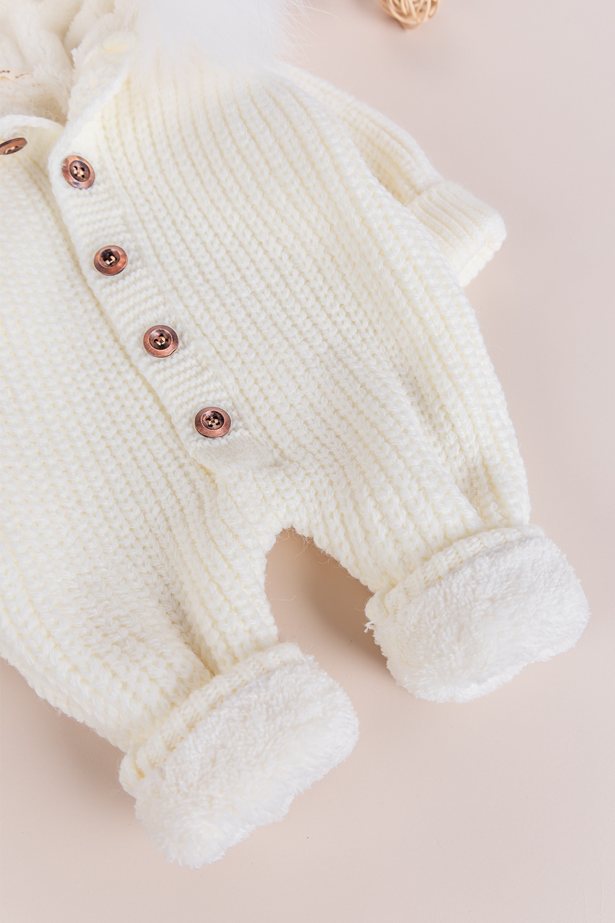 Babymod Triko Örgü Kışlık İçi Welsoft Astarlı Kapüşonlu Kız/Erkek Bebek Tulum fotoğrafı 4 (önizleme)