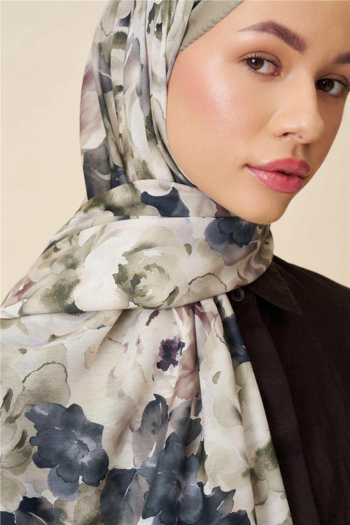 İpekhan-Fine Cotton Viscose Soft Shawl with Large Flower Pattern, Light and Stylish Shawl 3