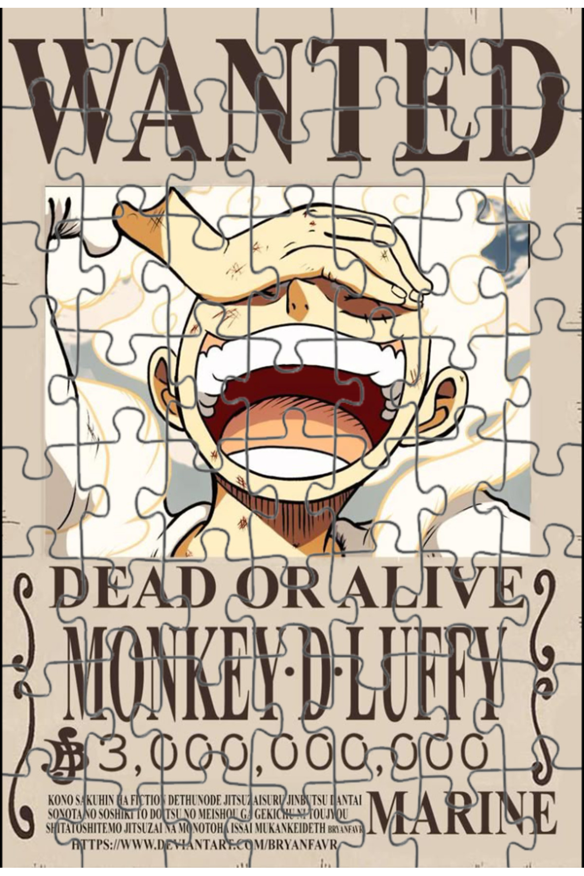 Toyaso One Piece Monkey D. Luffy Wanted Anime 99 Parça Puzzle