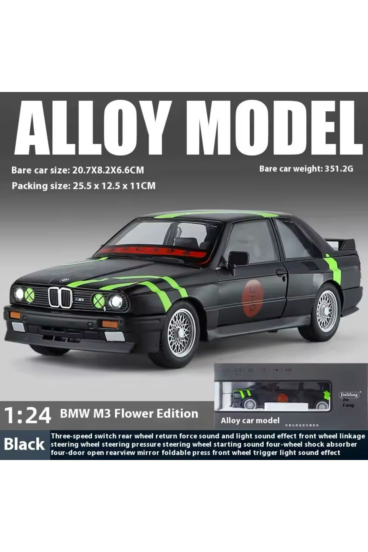 scntoys Yeni - New 1988 BMW M3 (E30) Siyah BMW E30 Diecast Model