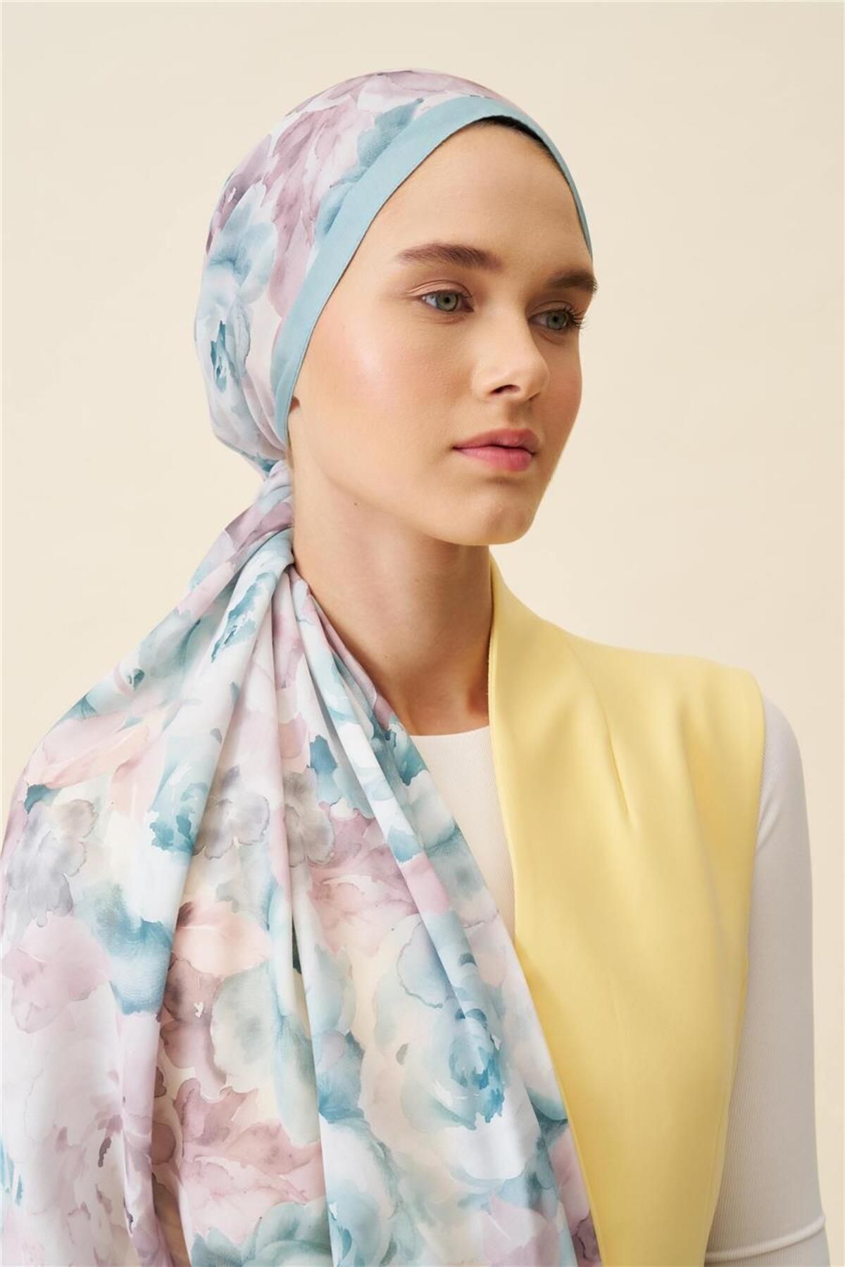 İpekhan-Fine Cotton Viscose Soft Shawl with Large Flower Pattern, Light and Stylish Shawl 3
