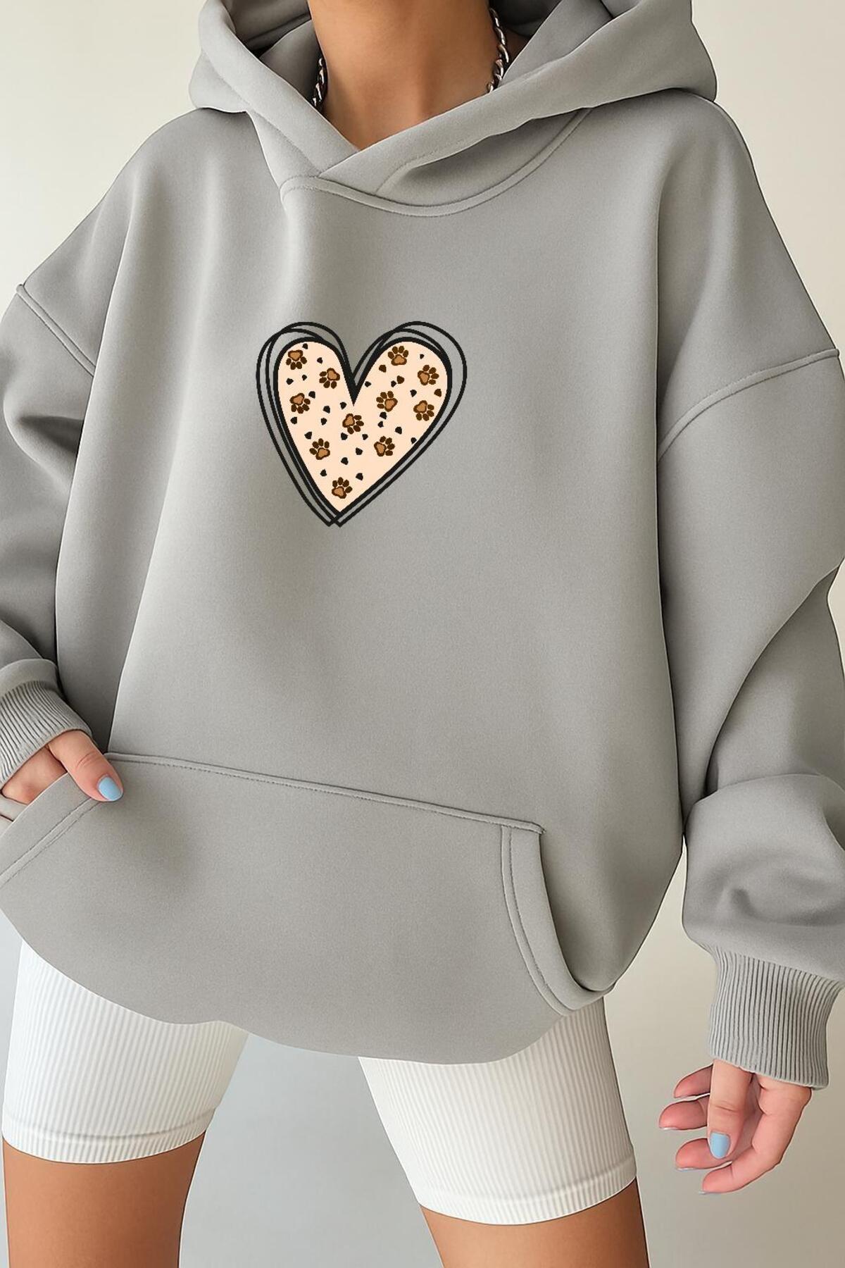 DM DOLCE MORE 3 Yarn Combed Cotton Heart Unisex Hooded Sweatshirt