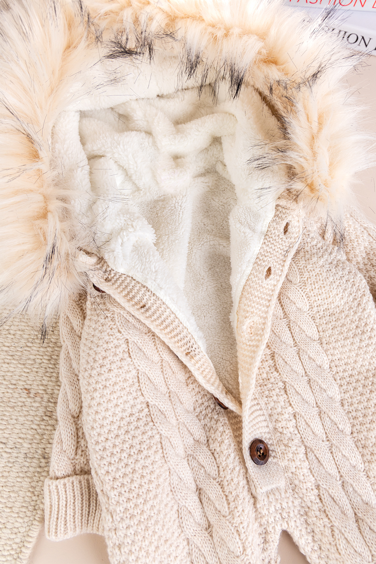 Babymod Triko Örgü Kışlık İçi Welsoft Astarlı Kapüşonlu Kız/Erkek Bebek Tulum fotoğrafı 2 (önizleme)