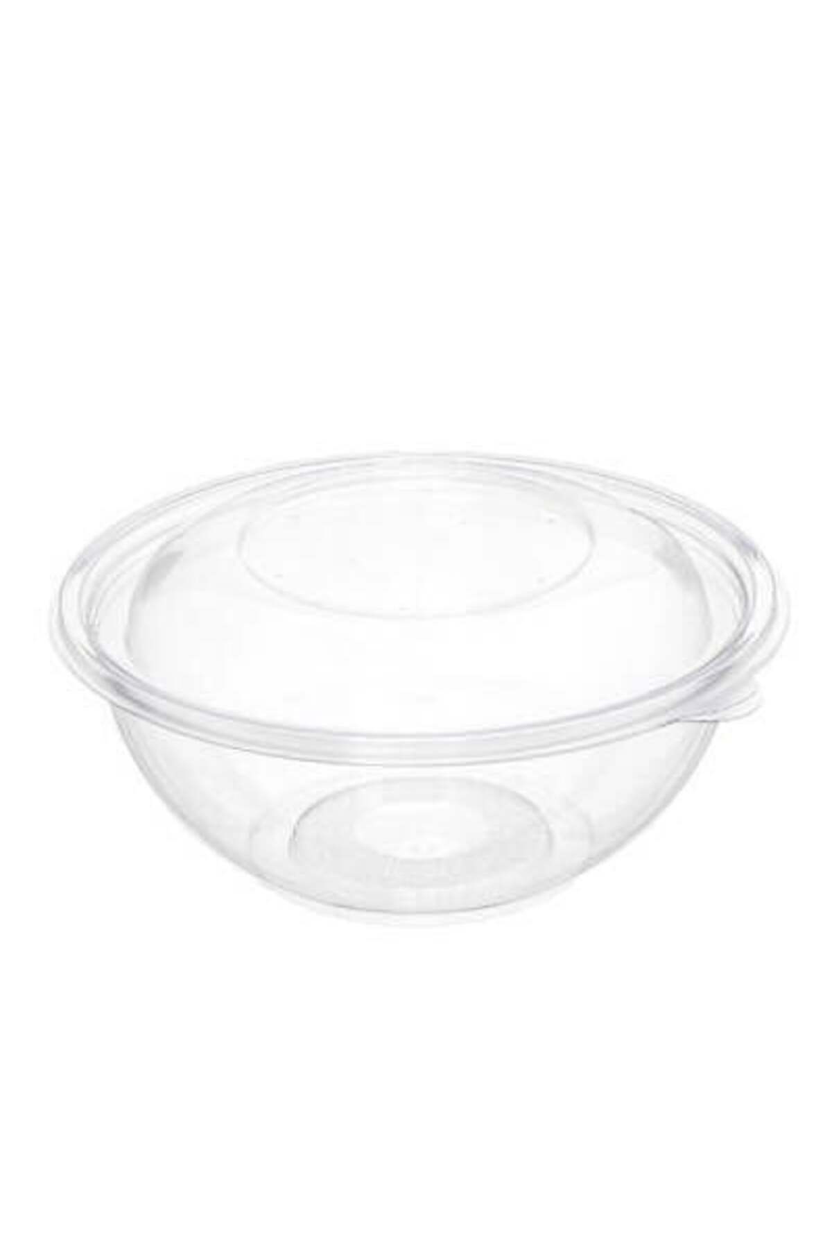 Home Şeffaf Yuvarlak Salata Kasesi Kapaklı 1000cc Pet Paket 50 Adet