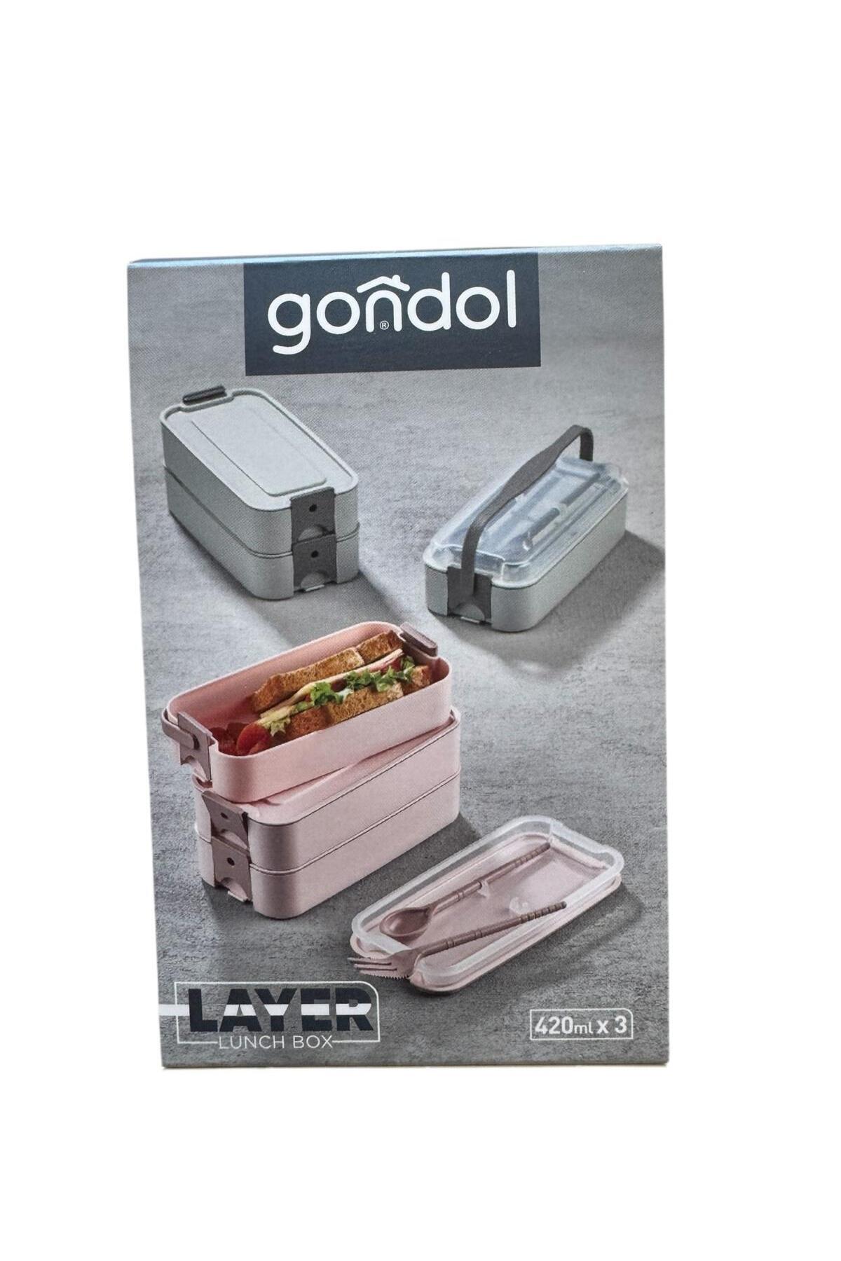 Tatlı Sebep-Gondol Layer Lunch Box Locked Layered Lunch Box with Fork and Spoon 2