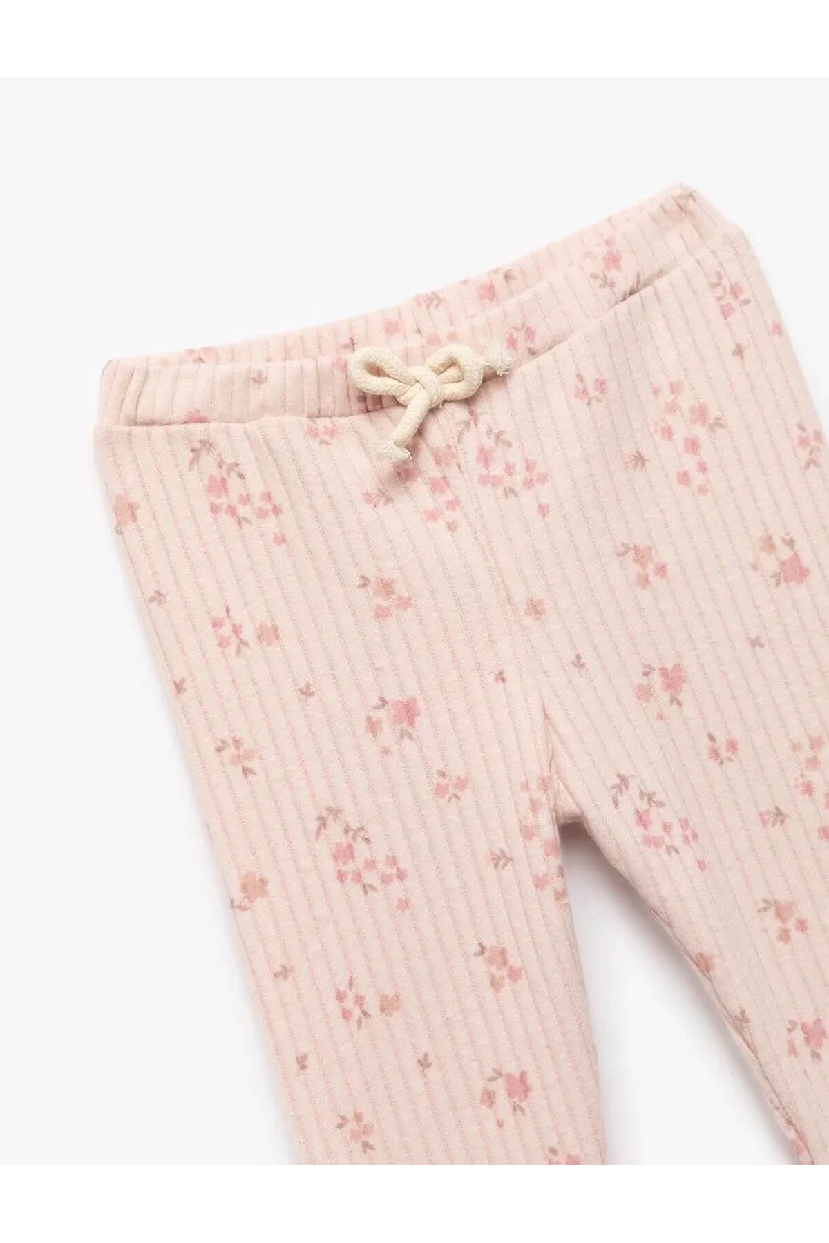 Koton Beli Bağcıklı Kaşkorse Çiçekli Bej Kız Bebek Tayt 6Wmg40040Ak fotoğrafı 3 (önizleme)