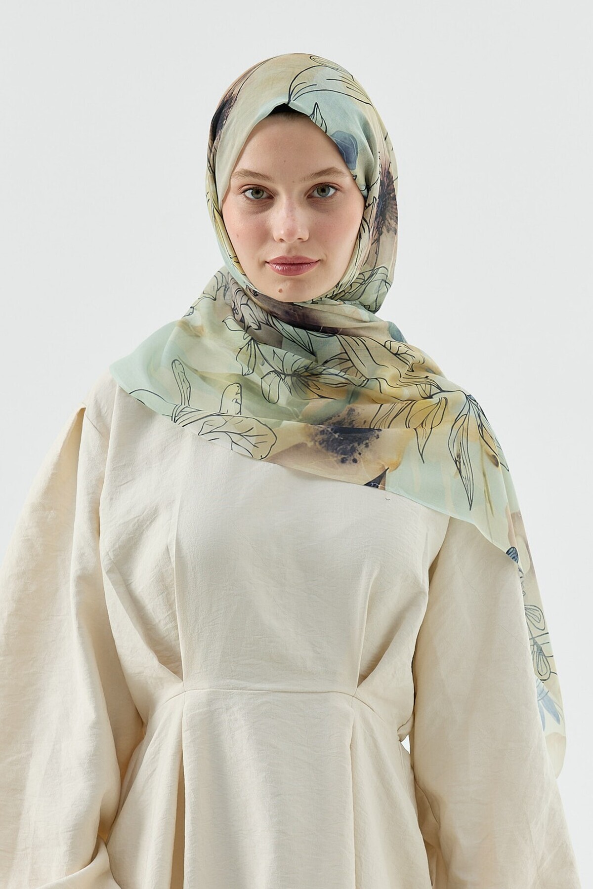 Modakaşmir-Lily Pattern Moon Shawl 1