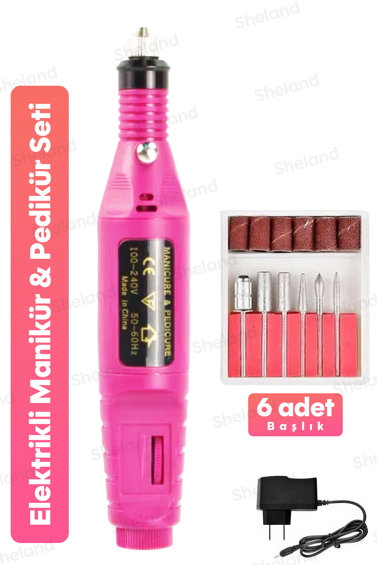 Sheland Elektrikli Manikür & Pedikür Cihazı 6 Başlık + Zımpara