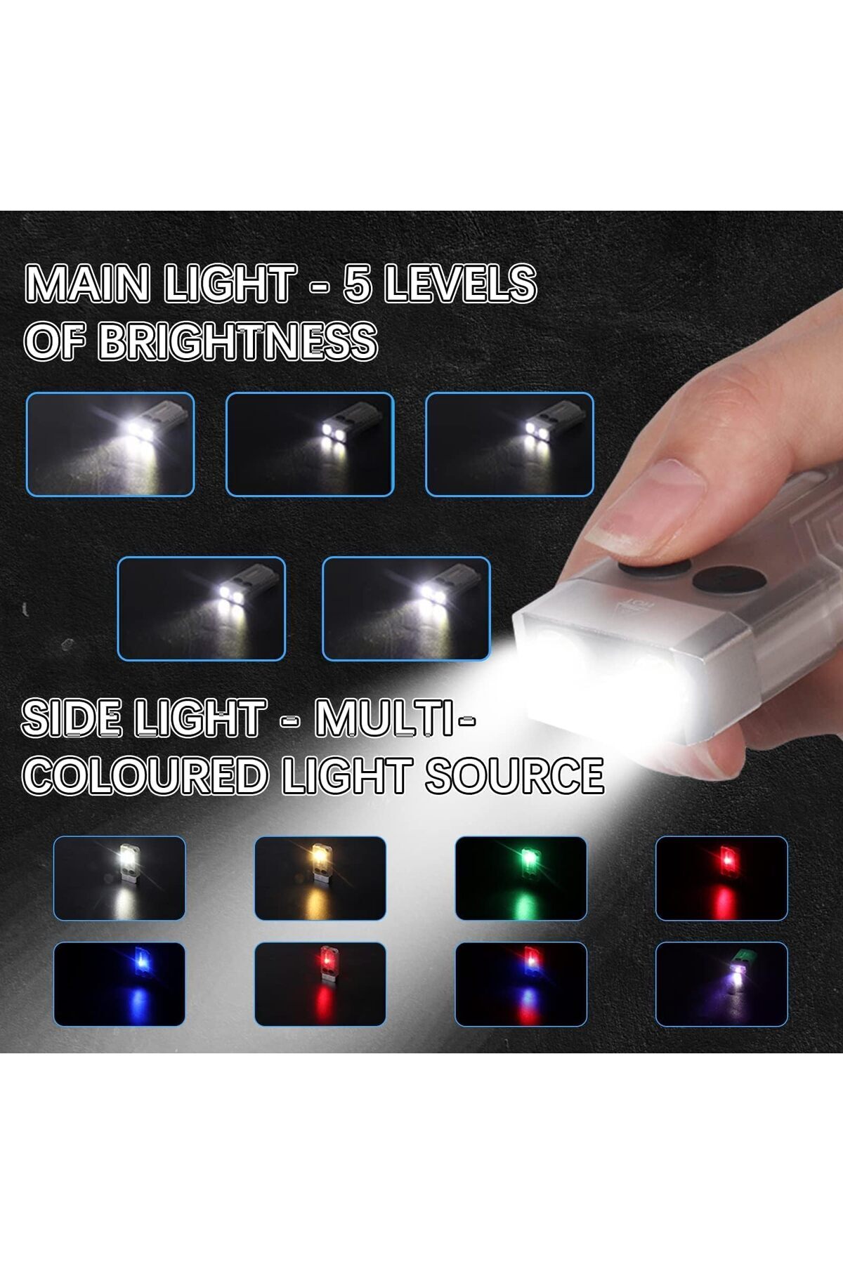 erorex-Mini LED Flashlight V10 Small Powerful Flashlight 14 Modes 1000LM Rechargeable Transparent EDC 3
