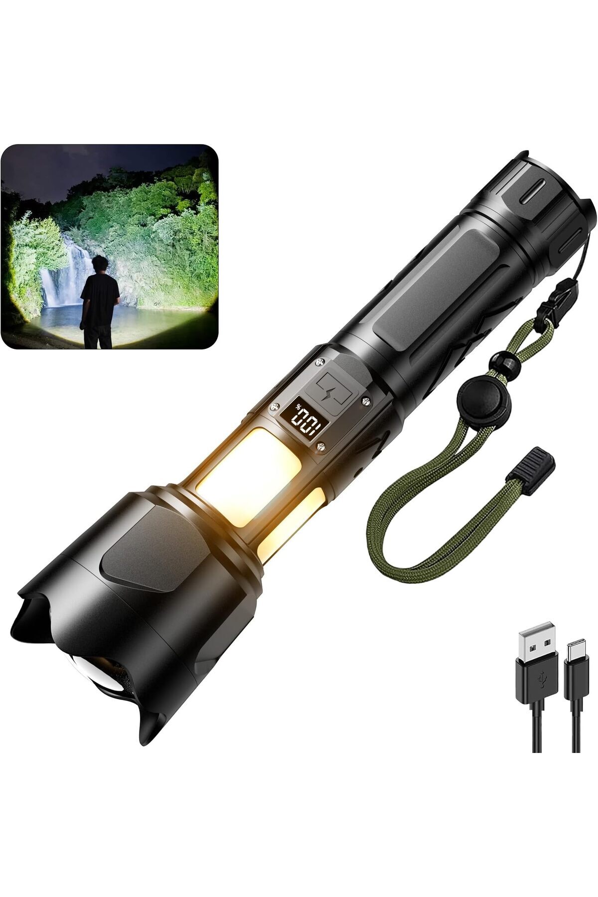 erorex-Led Torch Camping Light 90000 High Lumens 7 Lighting Modes Fast Charging Flashlights Power Display 1