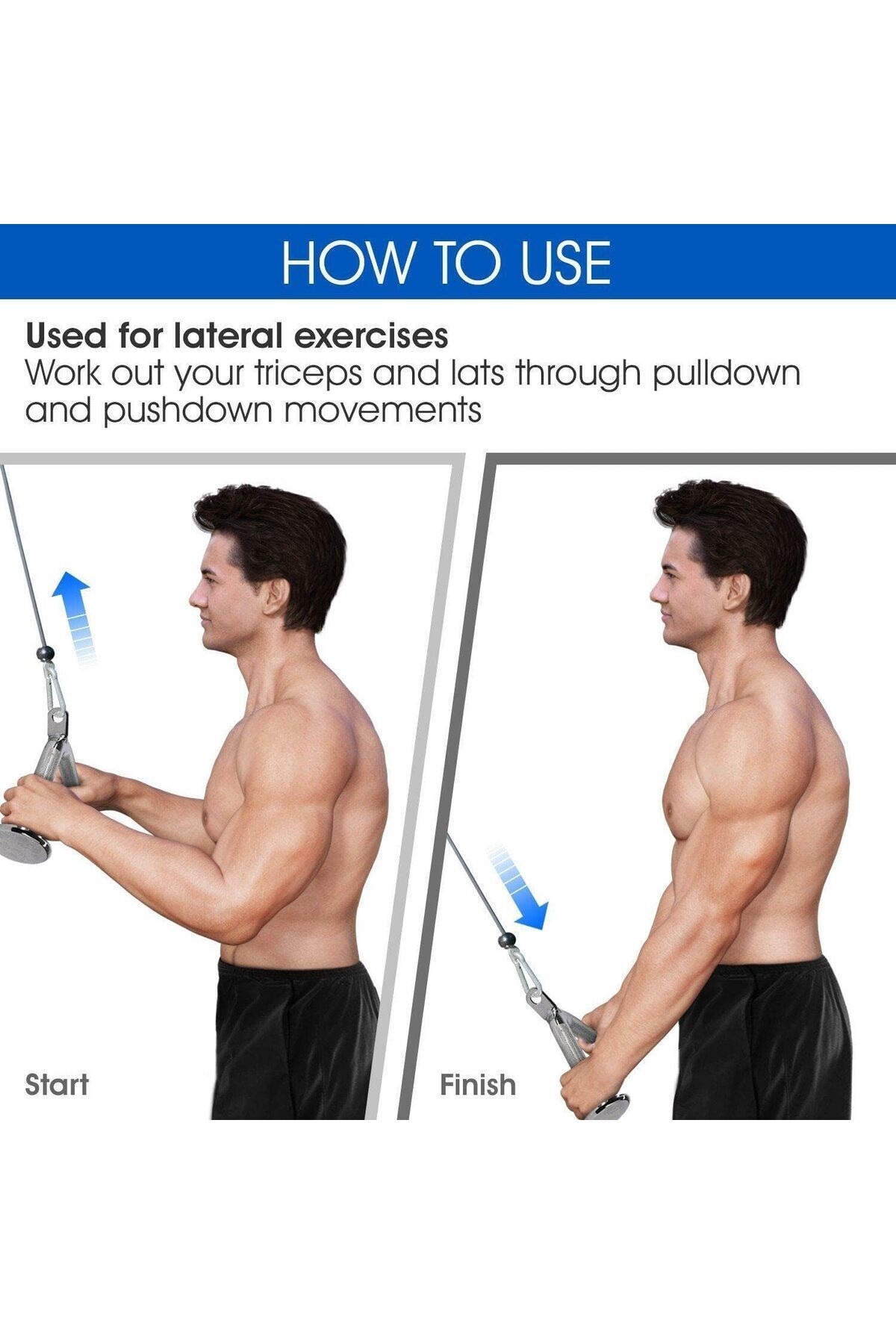 erorex-Tricep Press Down Bar V Bar Cable Attachment Non Slip Rubber Handle Lat Pull Down Attachment Weight 5