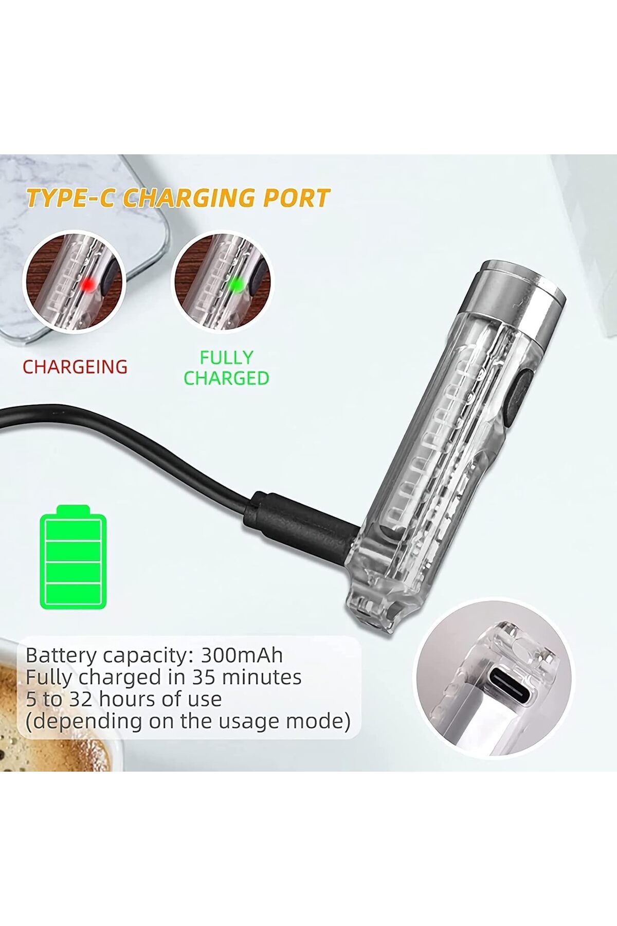 erorex-Mini LED Flashlights USB Rechargeable Small Keychain Flashlight 11 Modes Main Side Light Portable 3