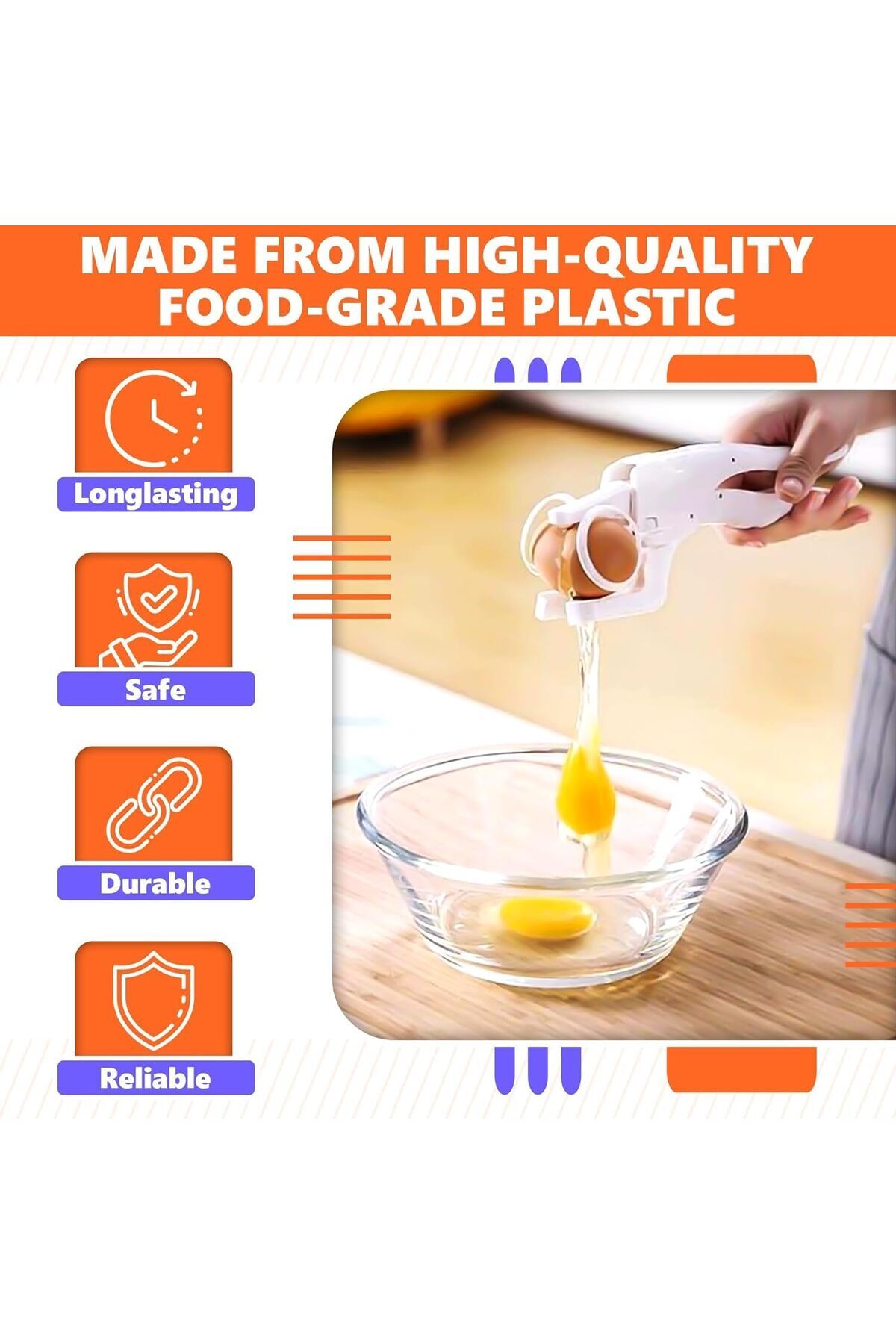 erorex-Egg Cracker Tool Raw Eggs, Handheld Egg Breaker Egg Opener Tool One Hand Egg Cracker Egg Shell 2