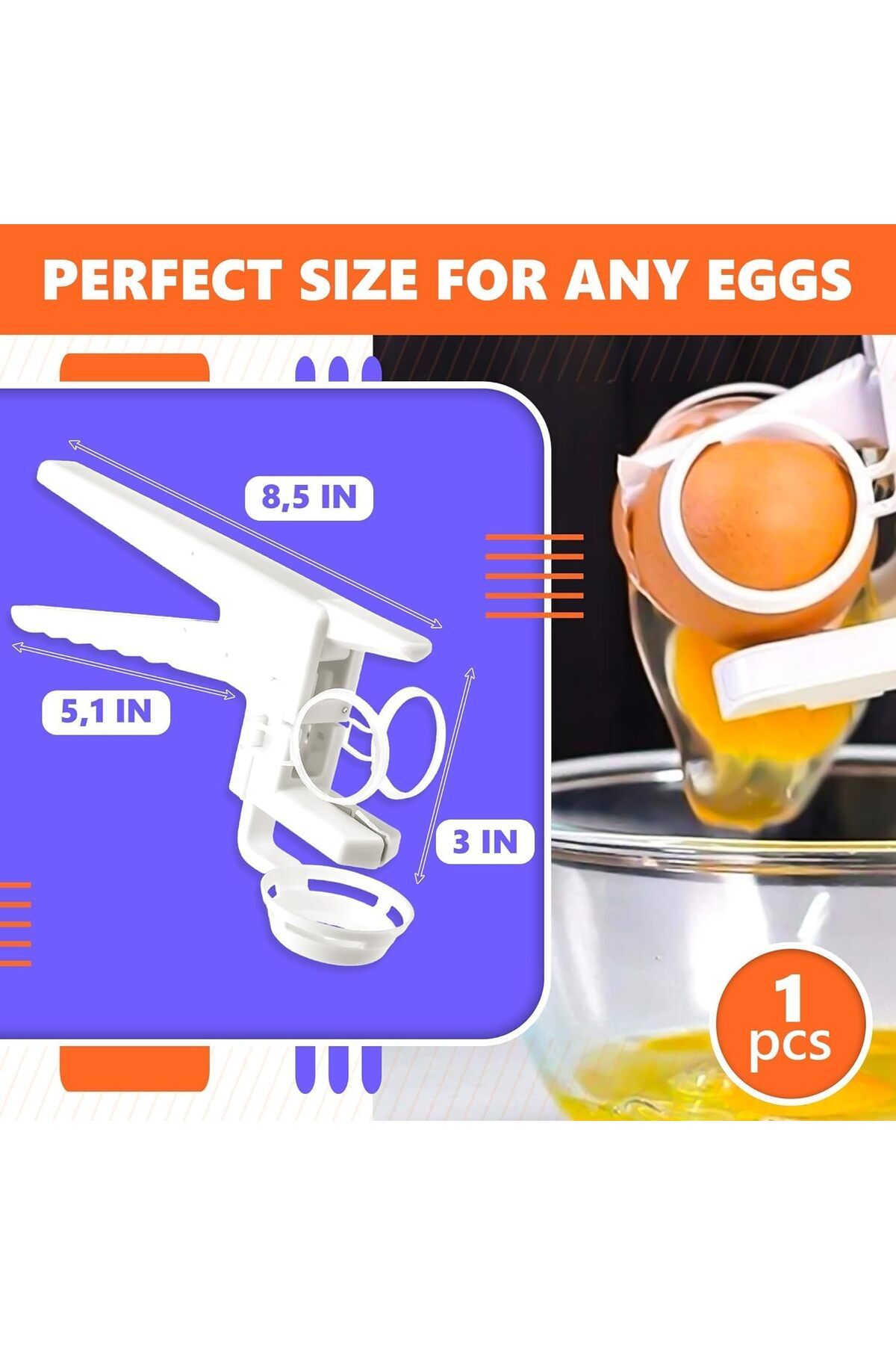 erorex-Egg Cracker Tool Raw Eggs, Handheld Egg Breaker Egg Opener Tool One Hand Egg Cracker Egg Shell 7