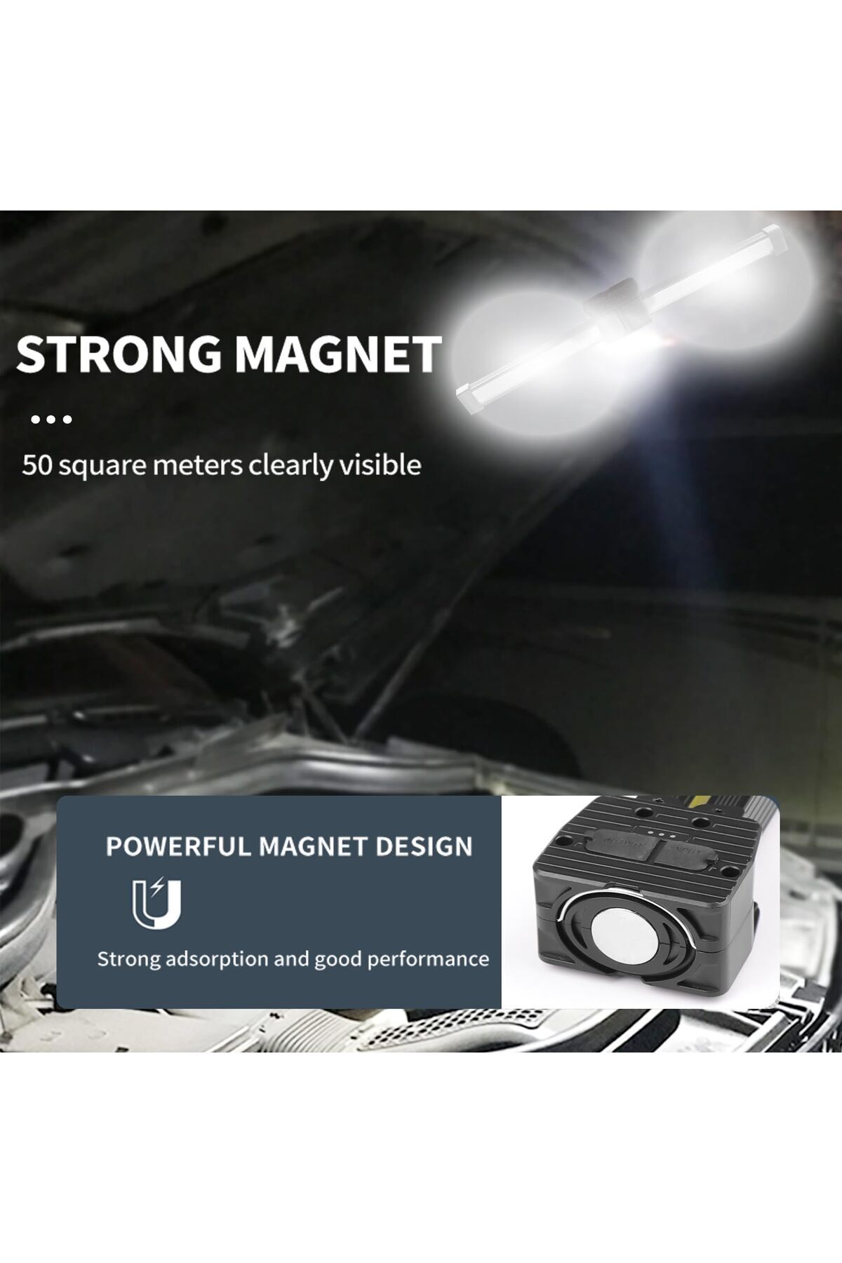 erorex-LED Magnetic Work Flashlight Multi Mode Work Light 5 Modes LED Work Light Versatile Rechargeable 2