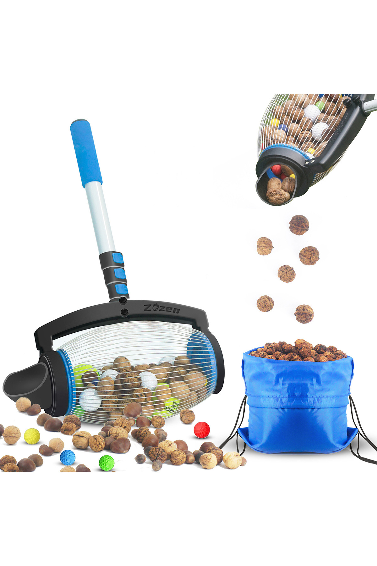 VSM-Adjustable fruit picker with telescopic handle for picking fruit, nuts, plums, hazelnuts, etc. 1