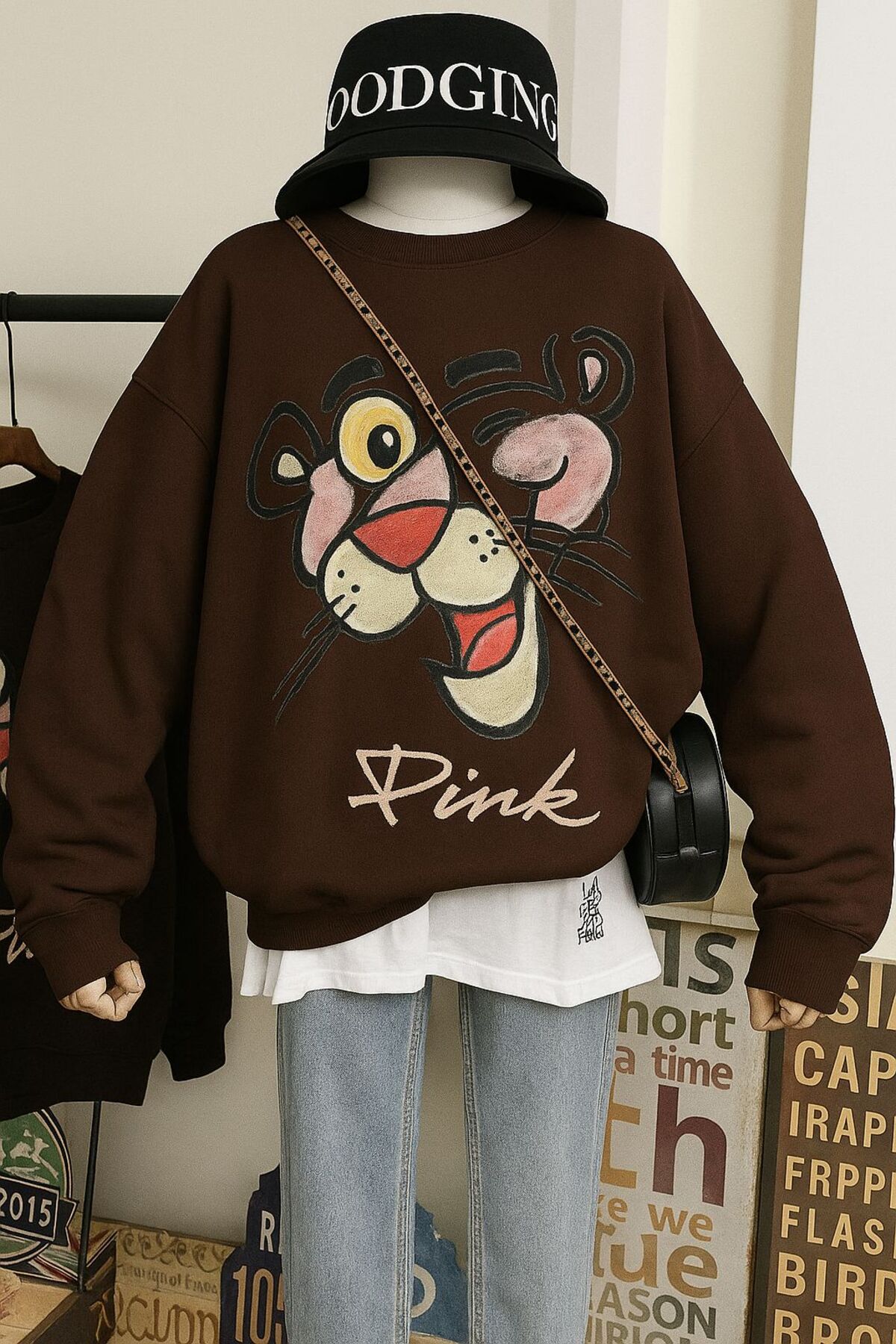 DM DOLCE MORE  3 İPLİK PENYE PiNK BASKILI UNİSEX SWEATSHIRT