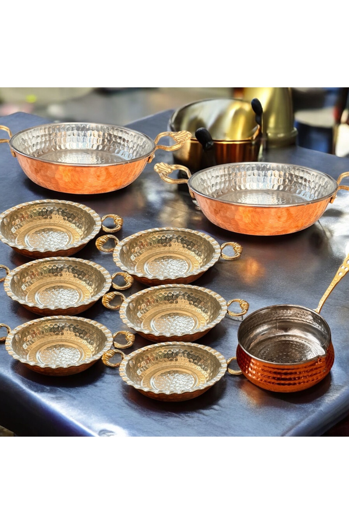 BARITCIOGLU Bakır sahan sosluk mini tava 9 parça set