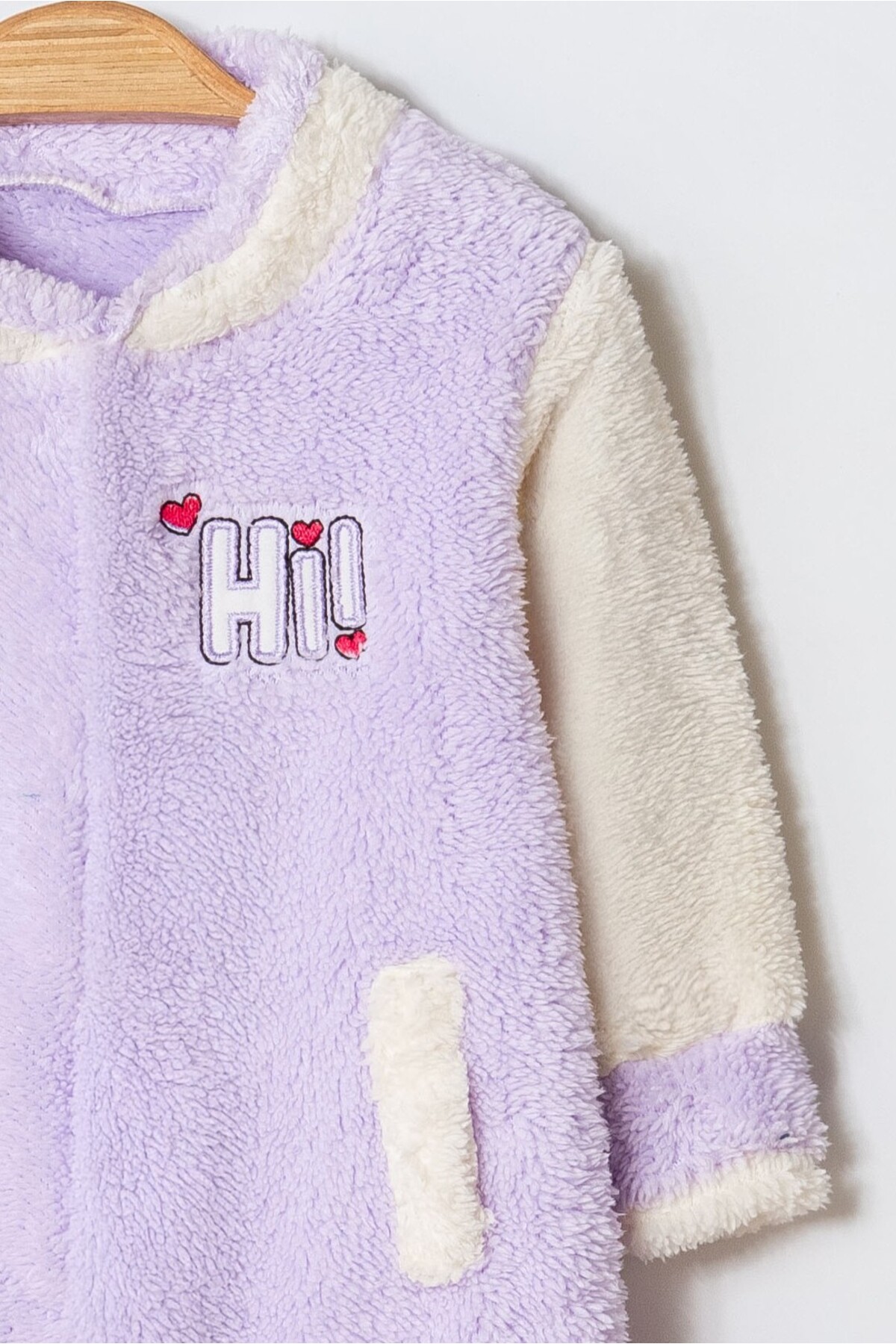 Chicsy Baby Kışlık Tatlı Welsoft Hi Yazılı Nakışlı Fermuarlı Alttan Çıtçıtlı Bebek Tulum fotoğrafı 4 (önizleme)