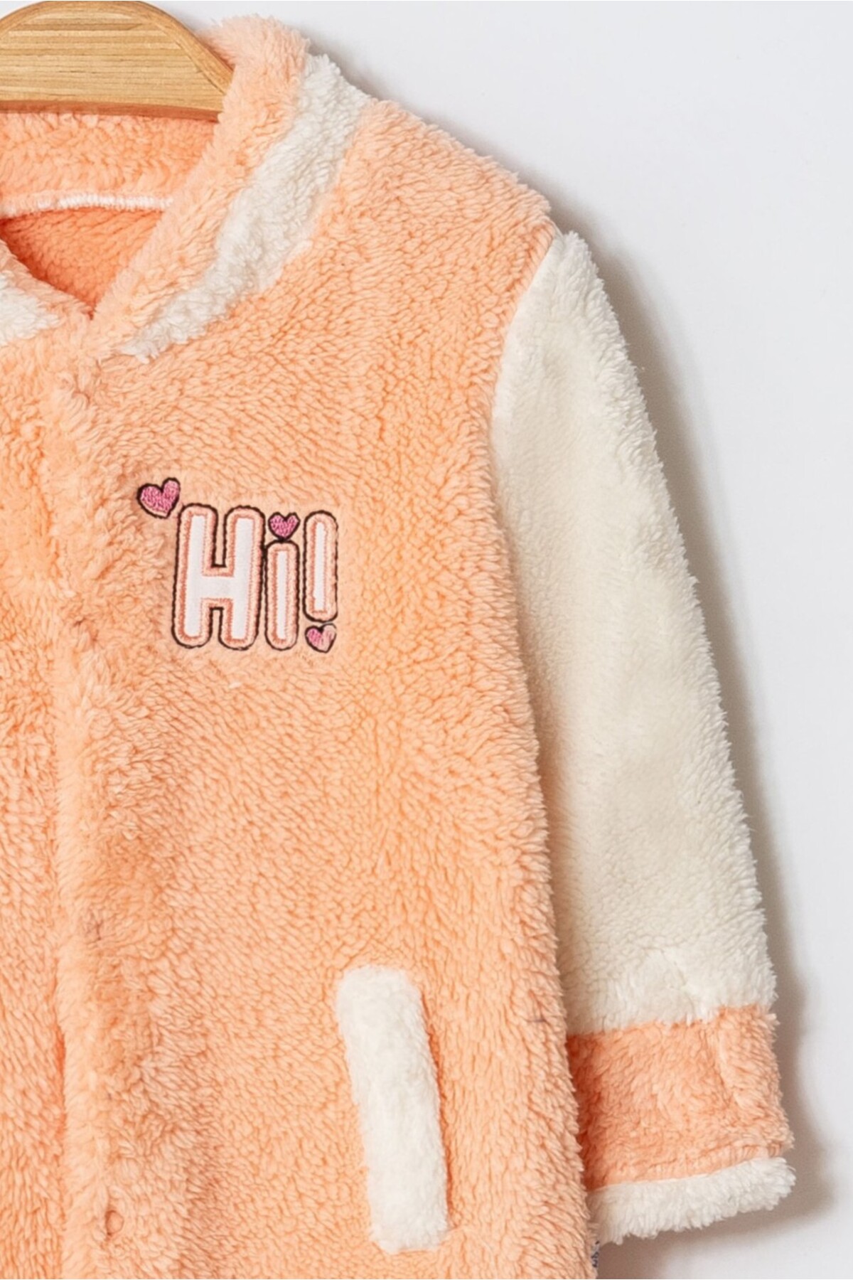 Chicsy Baby Kışlık Tatlı Welsoft Hi Yazılı Nakışlı Fermuarlı Alttan Çıtçıtlı Bebek Tulum fotoğrafı 4 (önizleme)