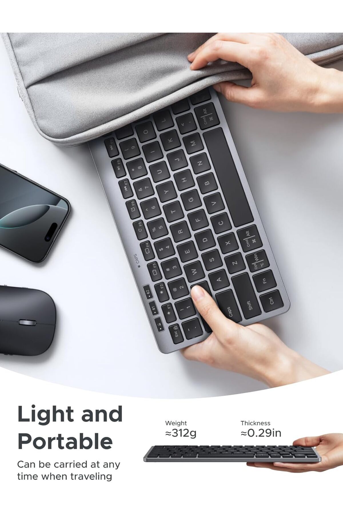 Ugreen-Wireless Keyboard 3 Device Bluetooth & 2.4G Slim Silent Keyboard with Scissor-Switch Design 5