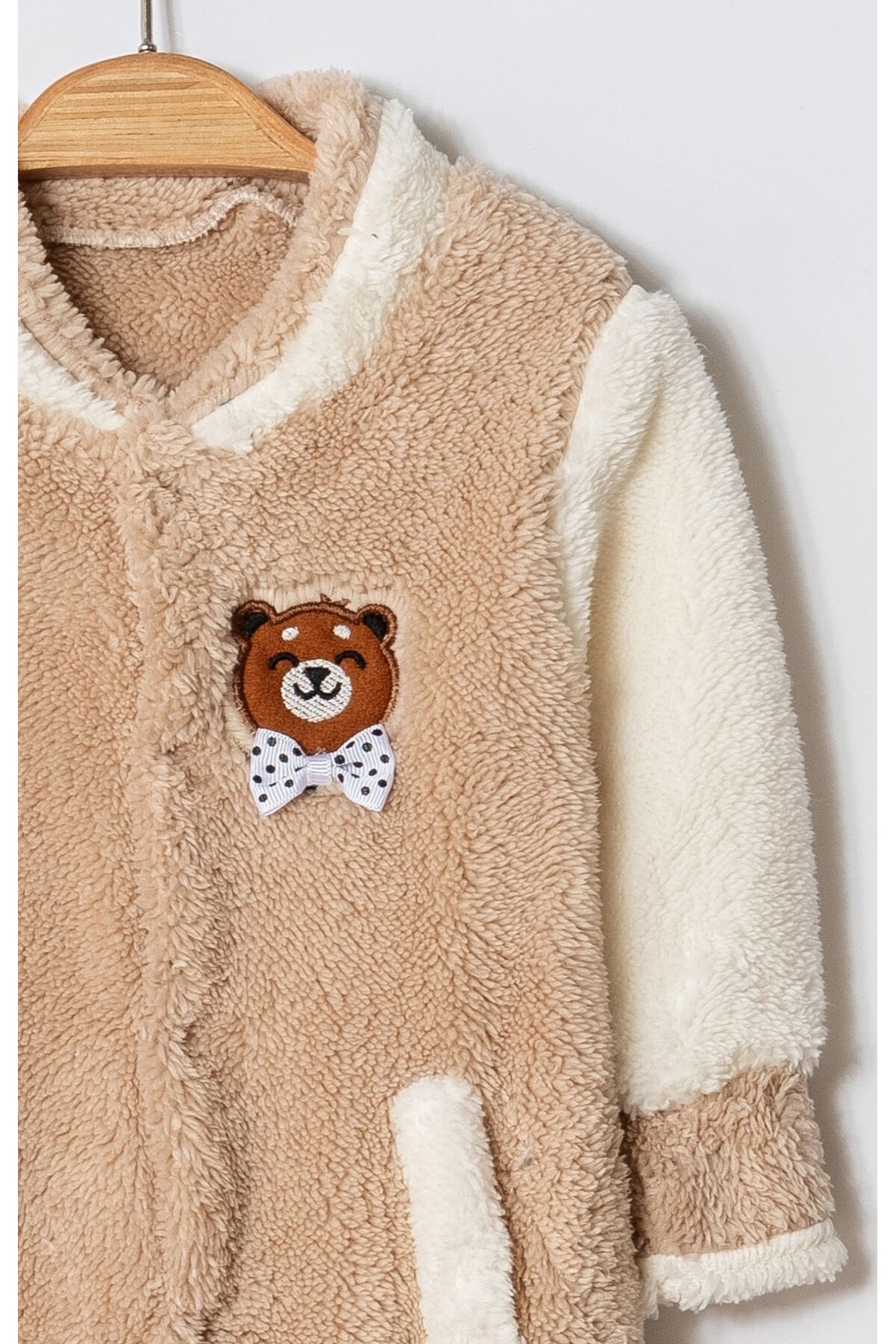 Chicsy Baby Kışlık Tatlı Ayıcık Cepli Welsoft Fermuarlı Kışlık Bebek Tulum fotoğrafı 3 (önizleme)