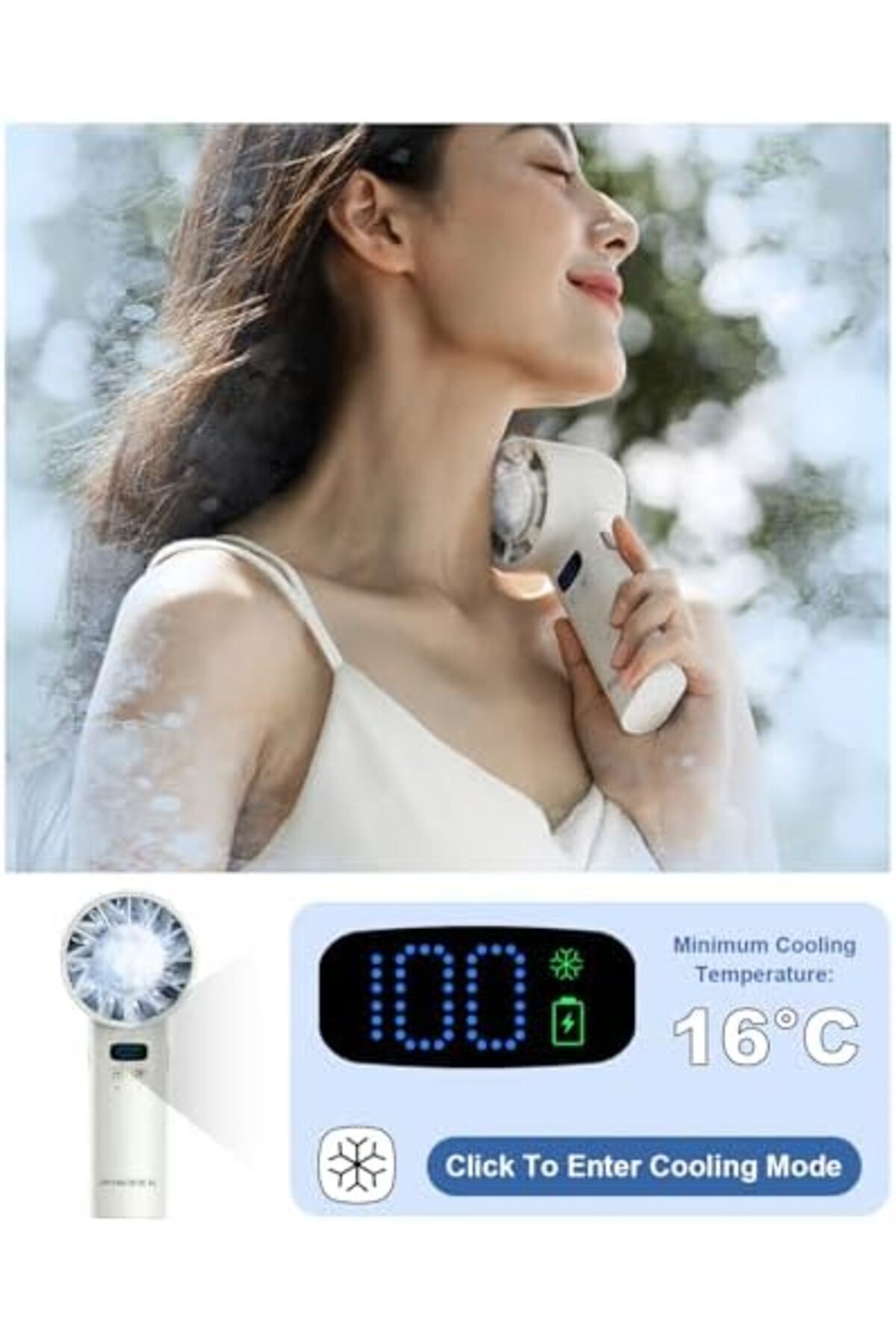 PINREK-New Upgrade Portable Handheld Fan with Cold Compress Function, Mini Desk Fan, Rechargeable Fan with 4