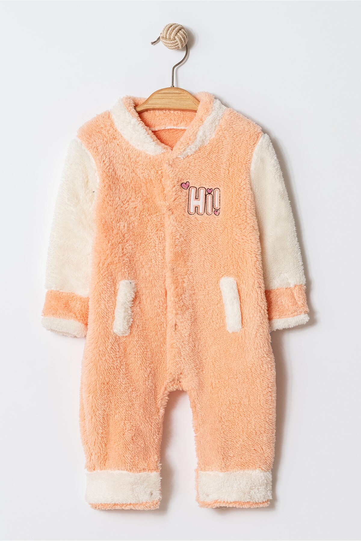 Chicsy Baby Kışlık Tatlı Welsoft Hi Yazılı Nakışlı Fermuarlı Alttan Çıtçıtlı Bebek Tulum fotoğrafı 3 (önizleme)