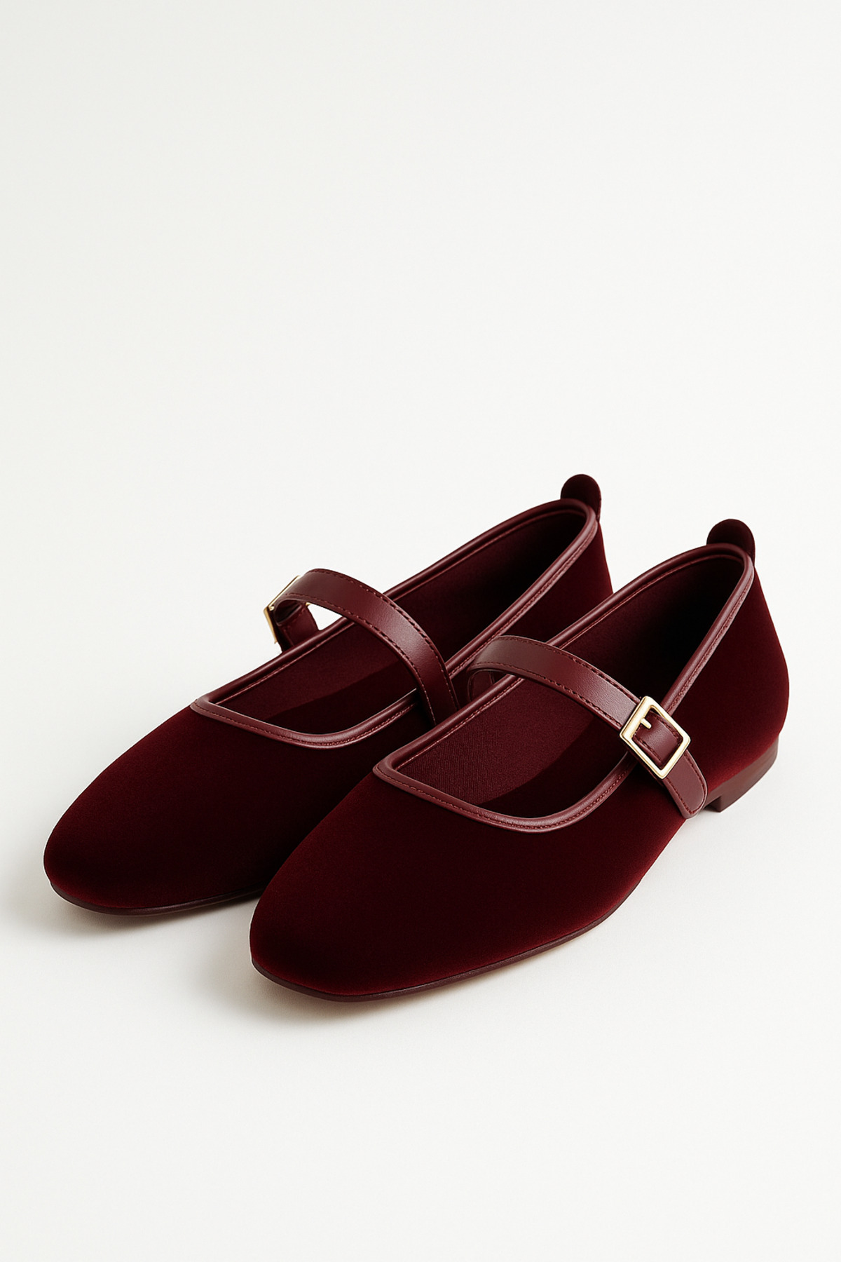 StWenn  Kadın Babet Ayakkabı Kadife Altın Tokalı Şık Hafif Ortopedik Ses Yapmaz Taban - Görsel 2