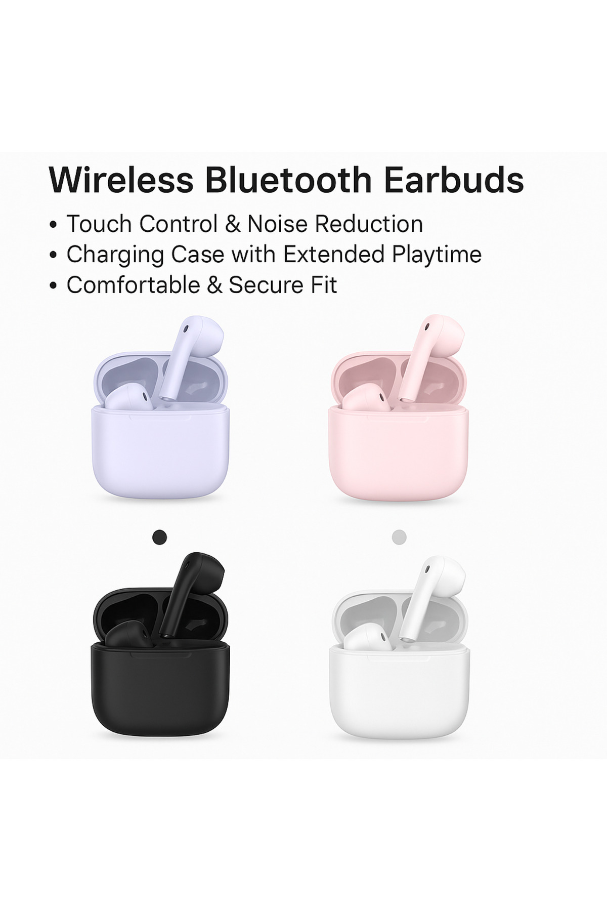 TSUMAB-Wireless Bluetooth Earbuds with Charging Case – Touch Control & Noise Reduction 1