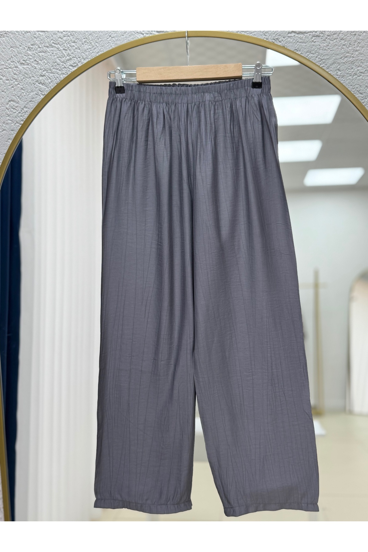 MİHRA STORE-Glarus Wrinkled Strawberry Suit with Drawstring Sides and Buttons-Mf458 Anthracite 5