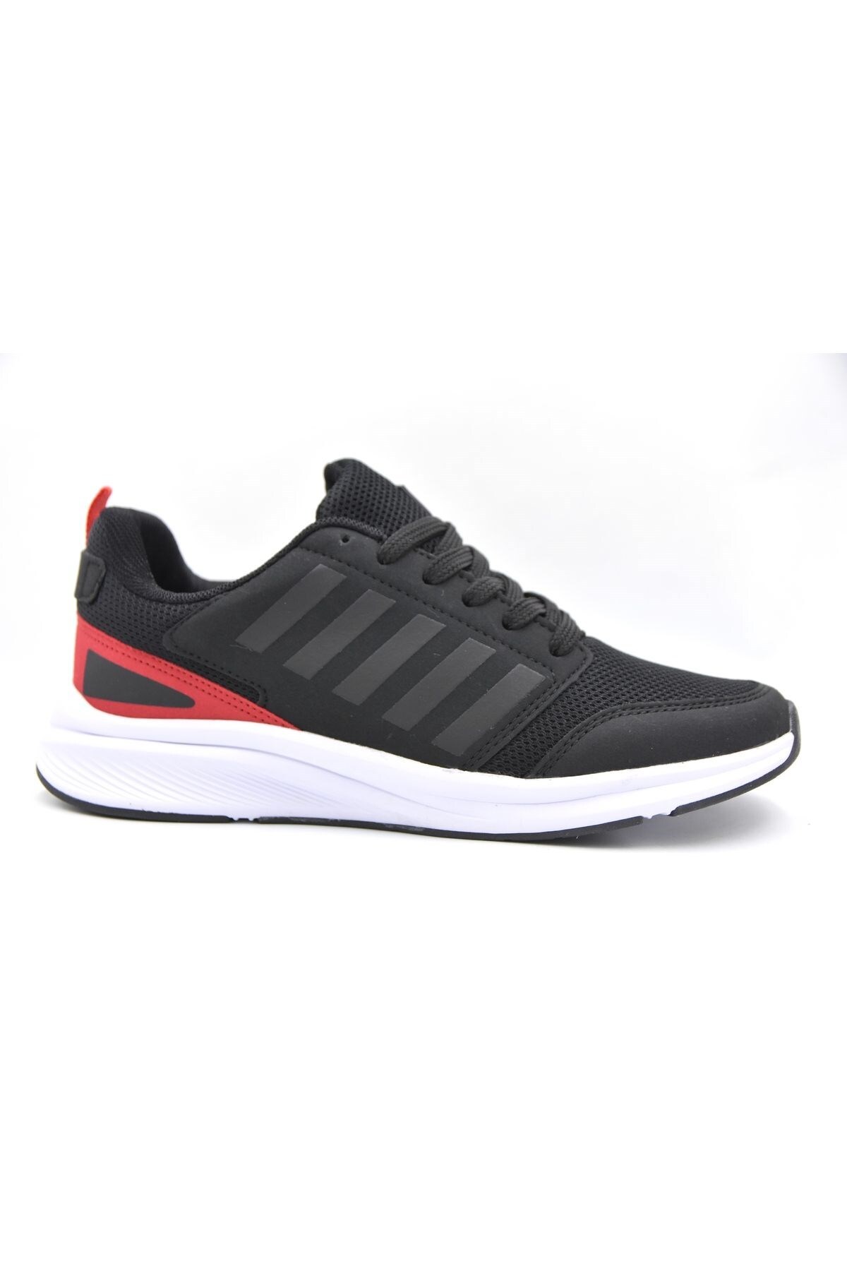 Bağcıklı Günlük Spor Ayakkabı Siyah Kırmızı Sneaker