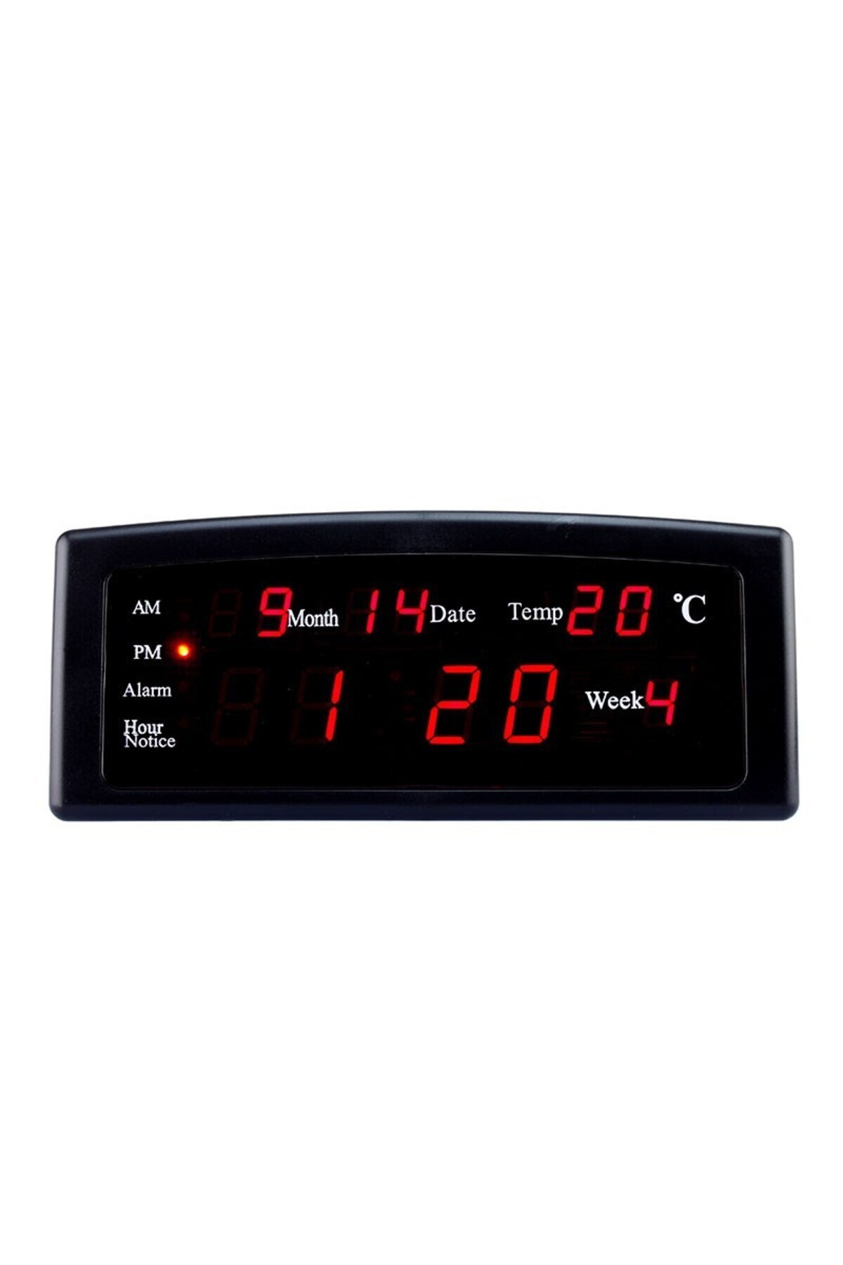 caixing-Digital clock with red LED display, date, alarm, temperature, black, 1