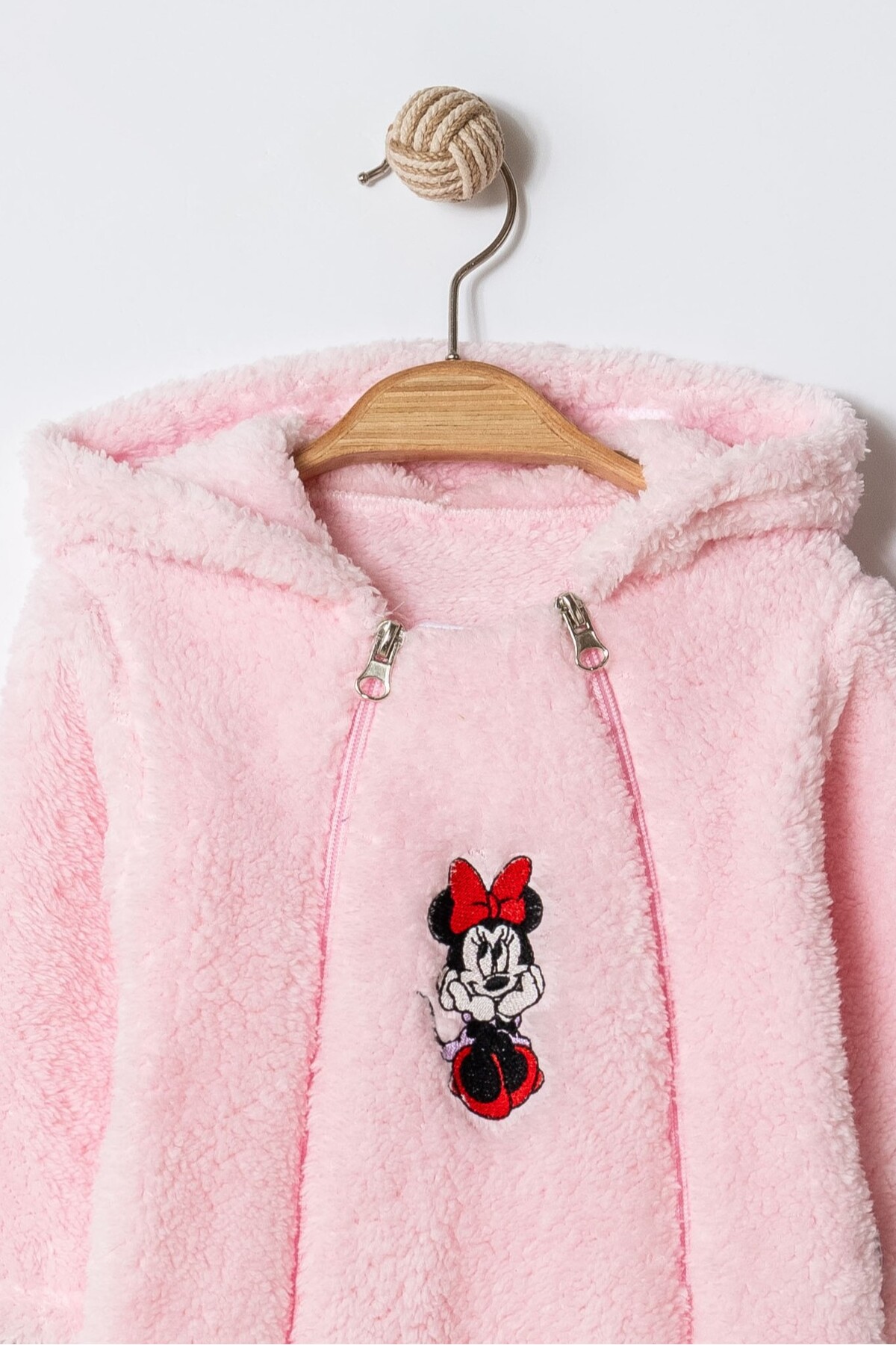 Chicsy Baby Kışlık Tatlı Welsoft Minnie Nakışlı Çift Fermuarlı Kolay Giyimli Kapüşonlu Bebek Tulum fotoğrafı 2 (önizleme)