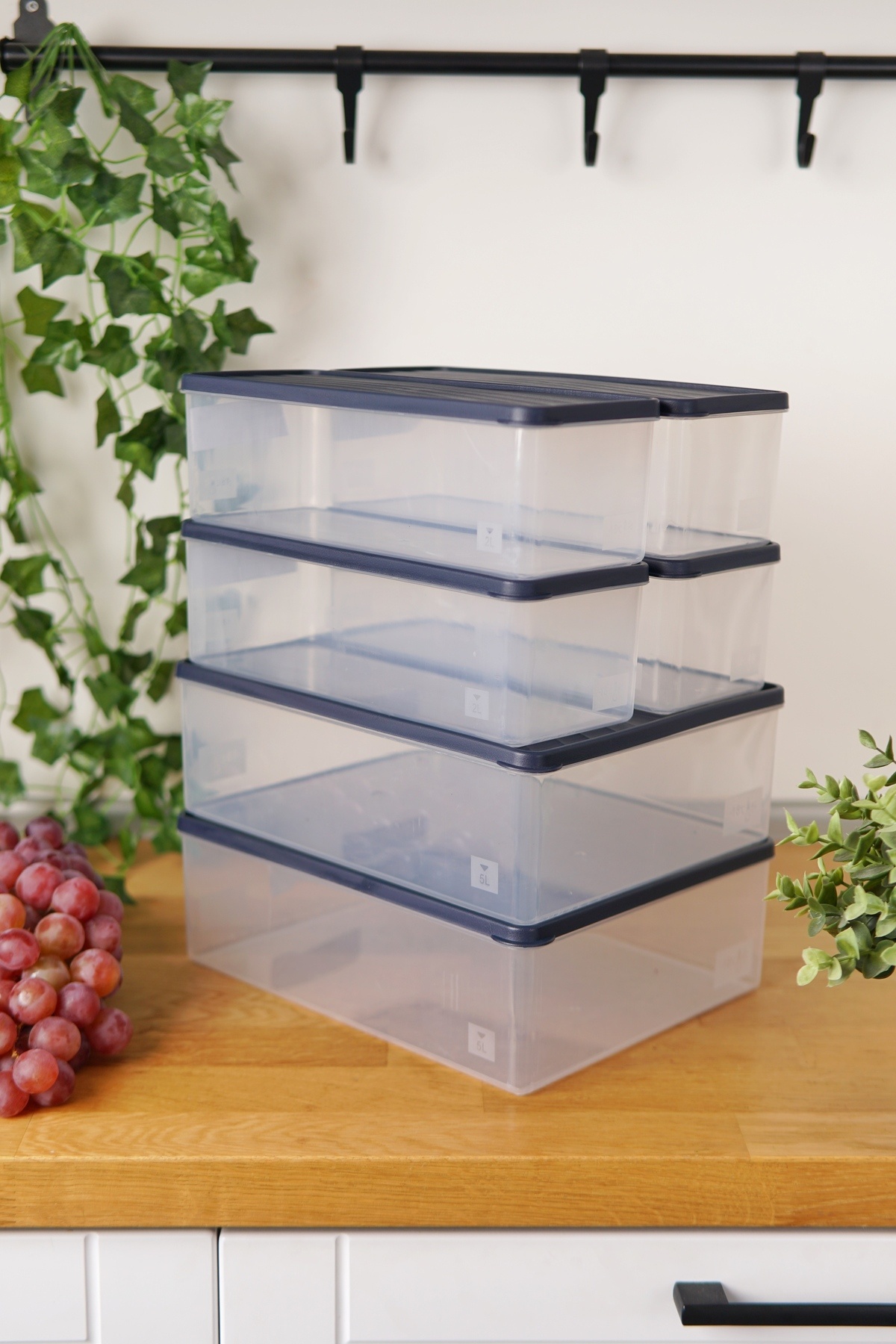 EVLE-Deep Freezer Storage Container Set of 6 (2 X 5 Lt + 4 X 2 Lt), Blue 3
