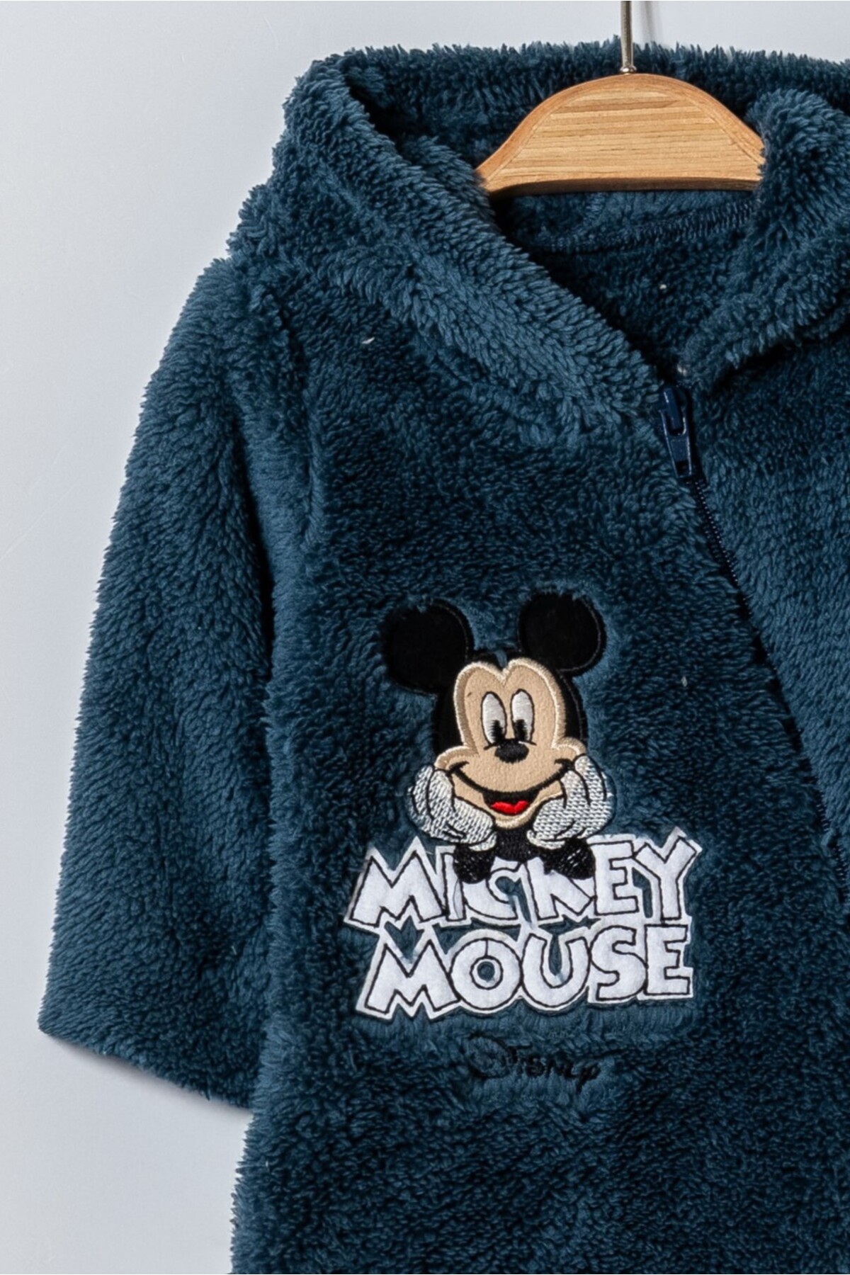 Chicsy Baby Kışlık Tatlı Welsoft Mickey Mouse Nakışlı Fermuarlı Kapüşonlu Bebek Tulum fotoğrafı 2 (önizleme)