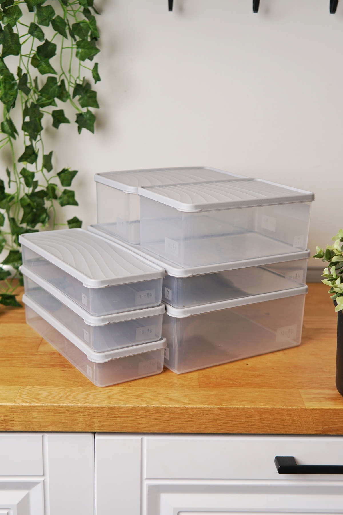 EVLE-Deep Freezer Storage Container Set of 7 (5 Lt + 3 Lt + 2 X 2.1 Lt + 3 X 1 Lt), Blue 3