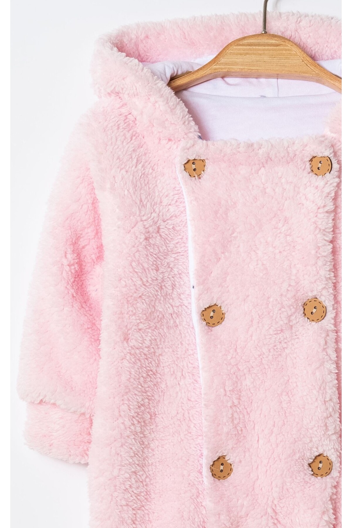 Chicsy Baby Kışlık Tatlı Welsoft Patikli Düğmeli Kulaklı Kapüşonlu Bebek Tulum fotoğrafı 5 (önizleme)