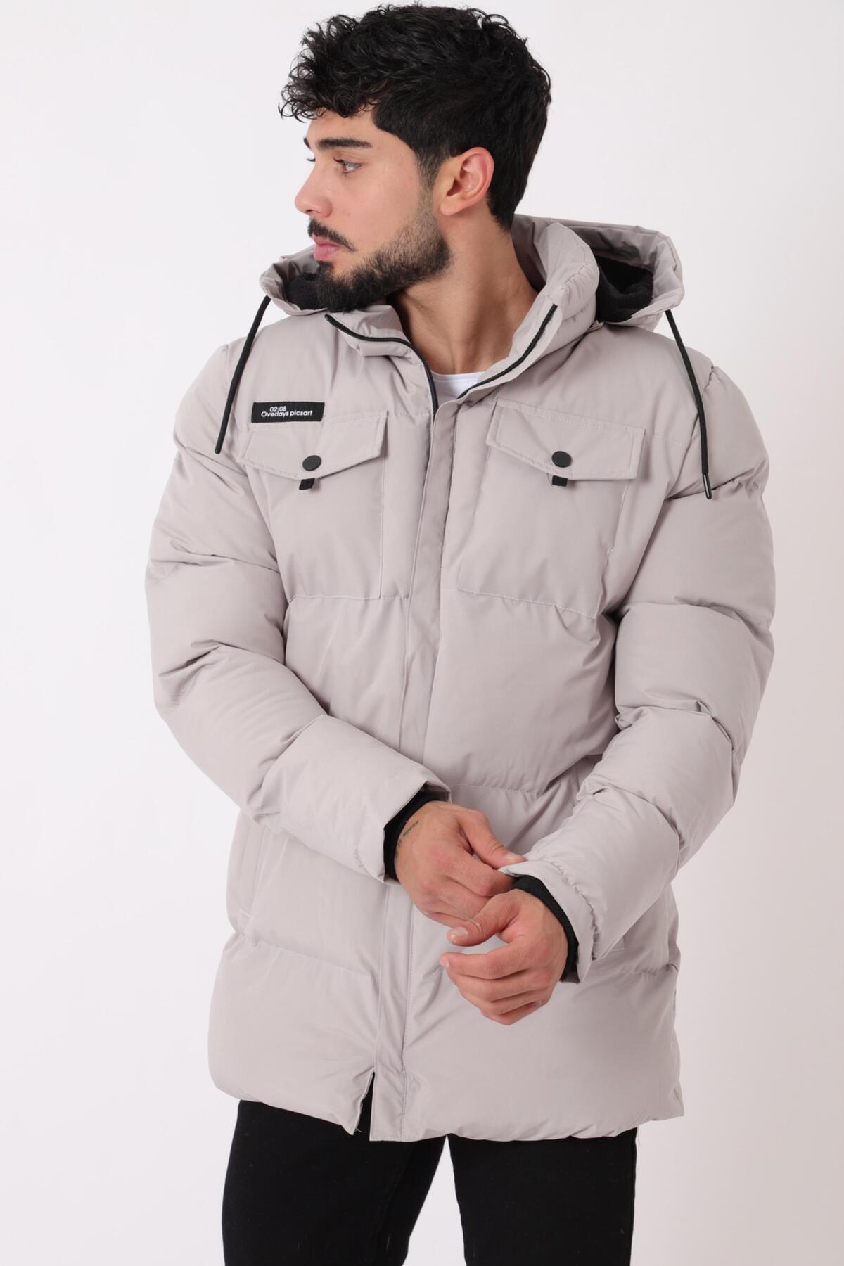 Göğüs Cepli İçi Kürklü Uzun Şişme Mont PLDP 2957_50456 — مشکی — تصویر 5 از 7