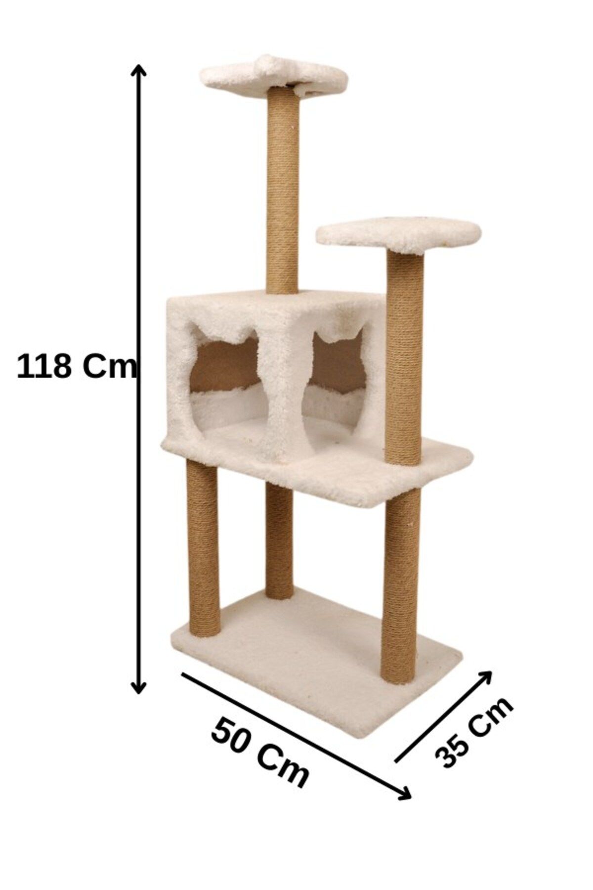 SENNEDİLERSEN-Luxury Cat Scratching Platform with Three-Layer Slots and Cat Play House 1
