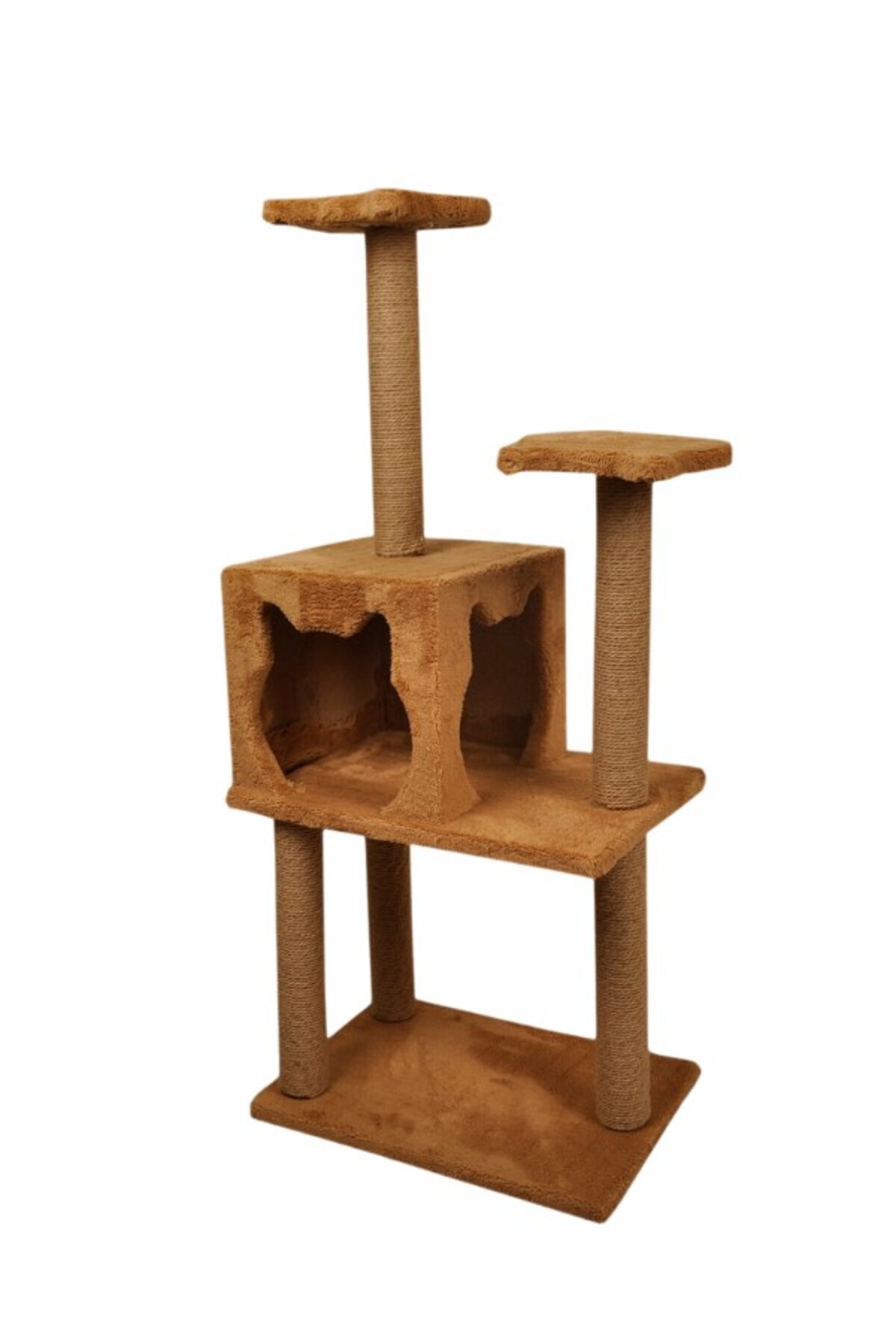 SENNEDİLERSEN-Luxury Cat Scratching Platform with Three-Layer Slots and Cat Play House 3