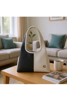 FEMORE Siyah-beyaz çift renk, spor görünümlü şık ve zarif omuz çantası