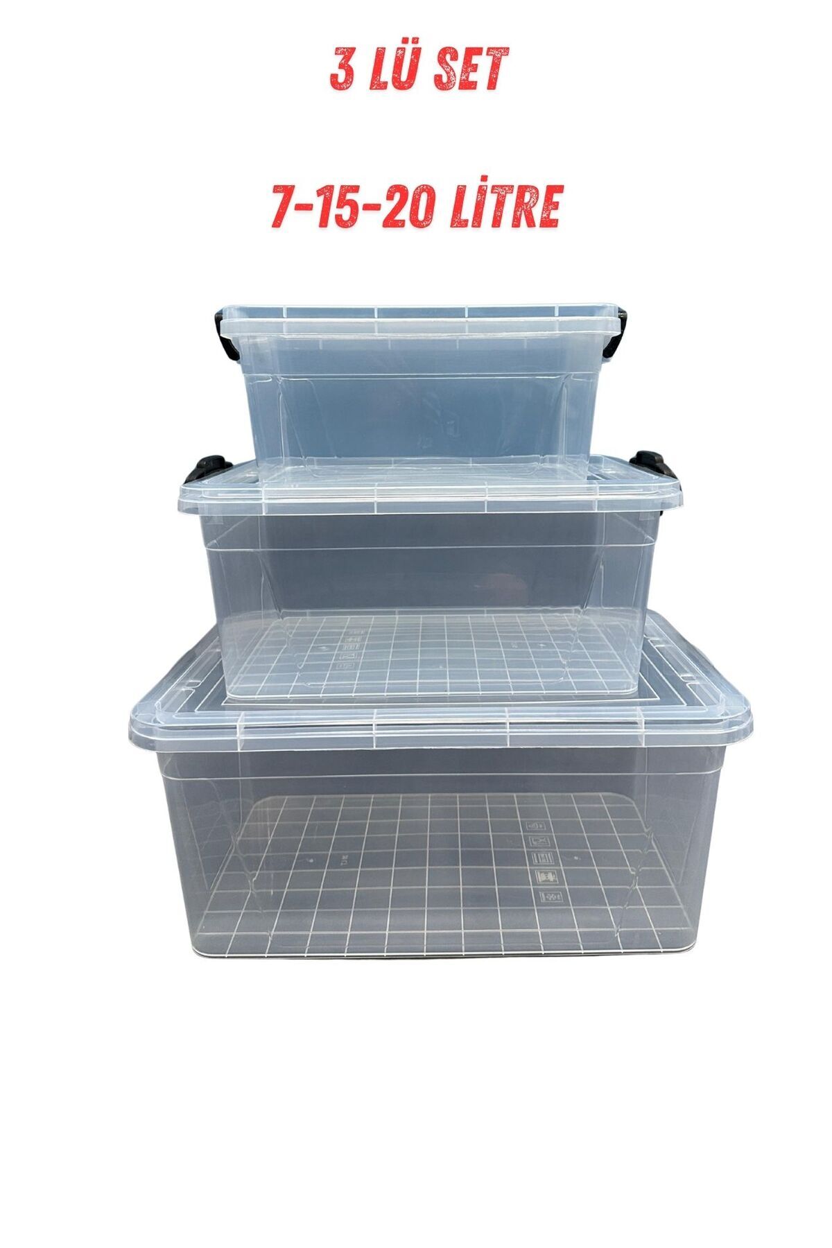 SUPERPUP-Storage Container Set of 3 with Lock, 7-15-20 Liter Set 1