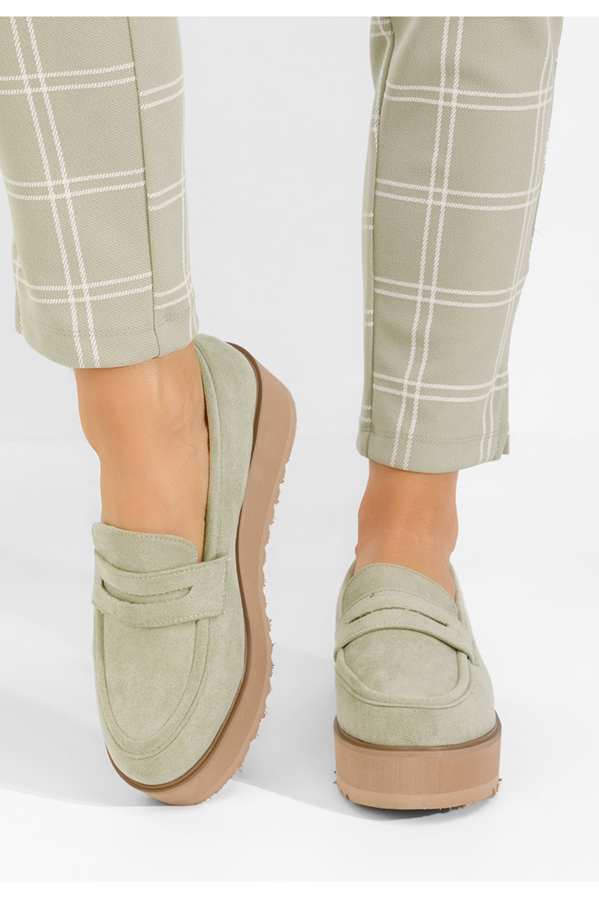 B T Shoes Zelené mokasíny na platformě Leondra V2