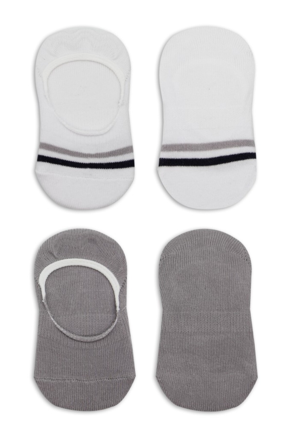 نیسِی‌ورلد بیستایل جوراب حلقه‌ای بالرینا دو تکه از پنبه شانه شده، سیلیکونی، مدل ۳۰۱۰۲، خاکستری و سفید