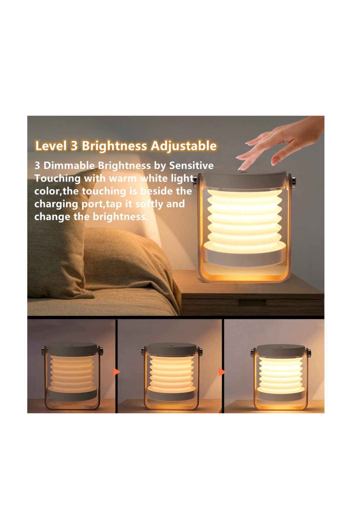 Generic-Portable Folding LED Desk Lamp – 3-Level Dimmable Night Light with Wooden Handle, USB Rechargeable 6