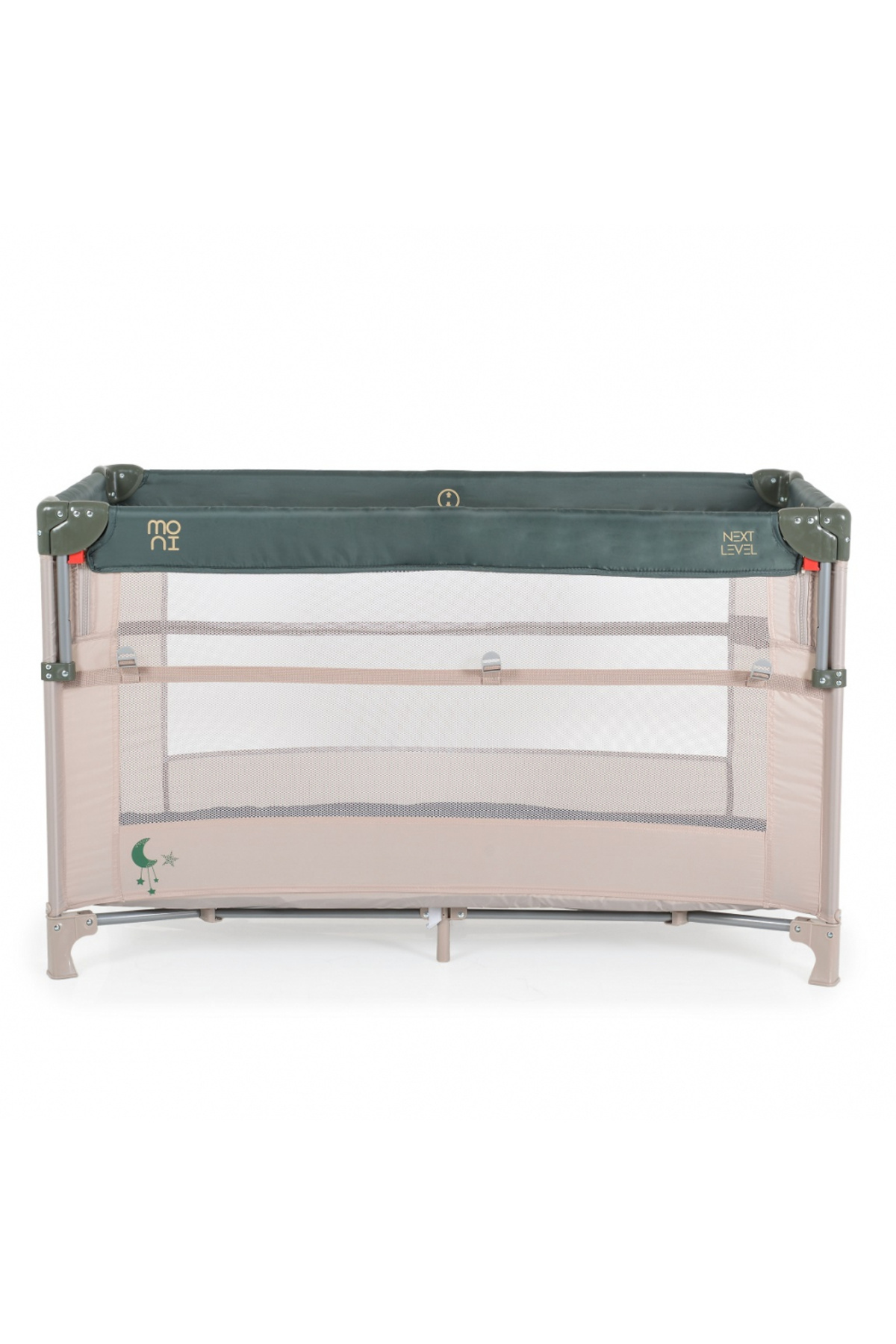 Moni-Folding children's cot with sliding side Next level Green, 3 usage options, 2 levels, seat 7